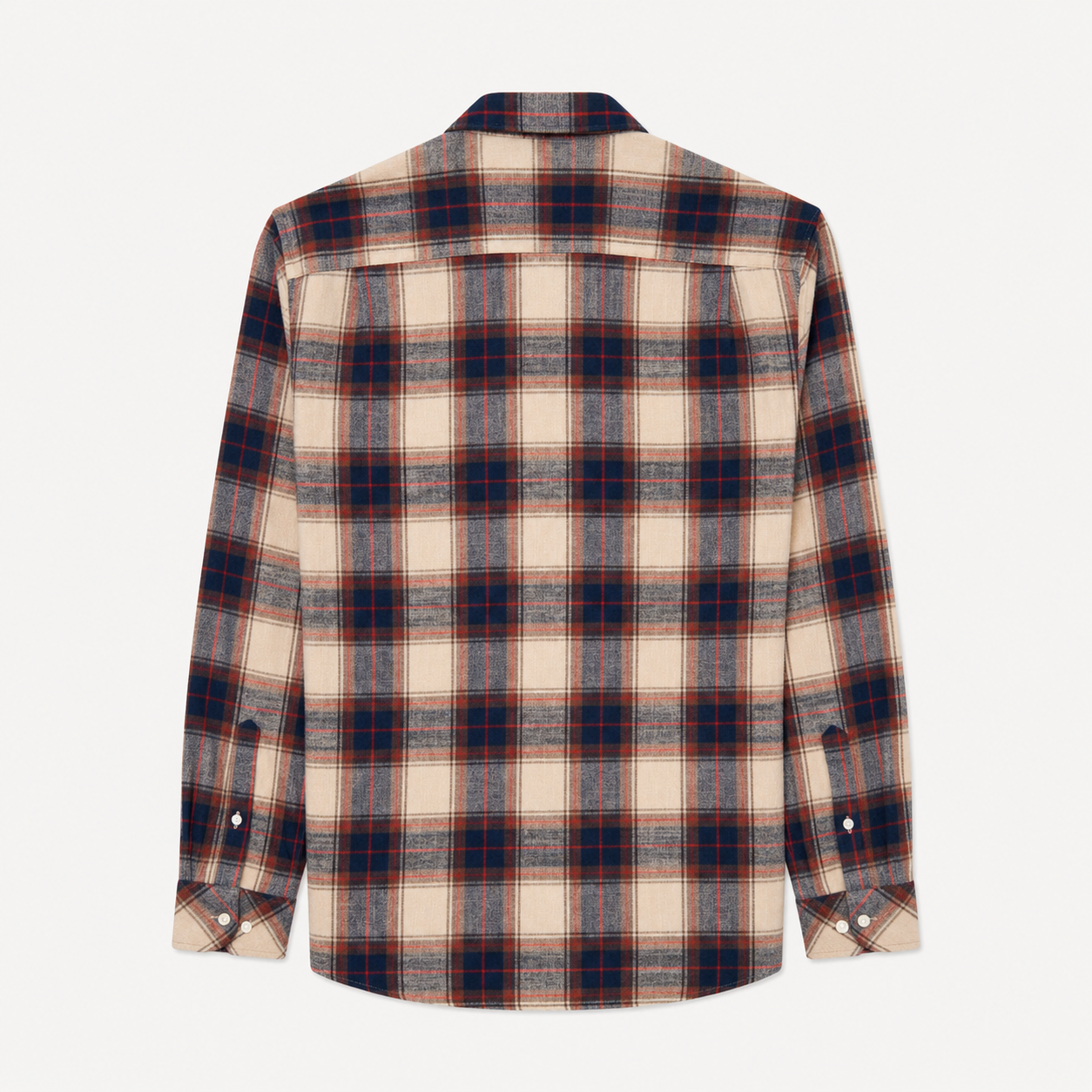 Long-sleeve brushed cotton check shirt SERGE BLANCO Beige