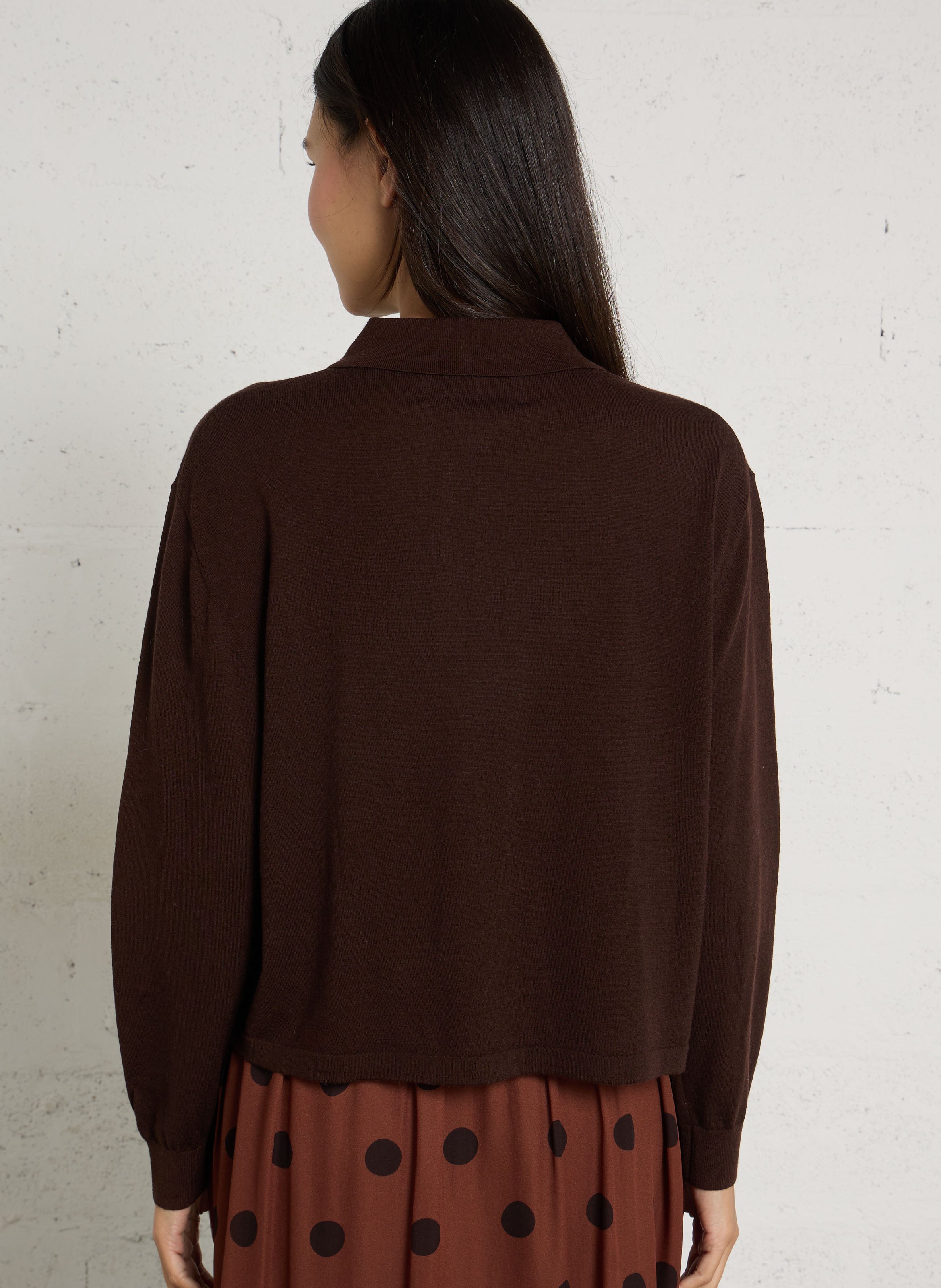 Wool sweater with polo collar THE TINY BIG SISTER Brown