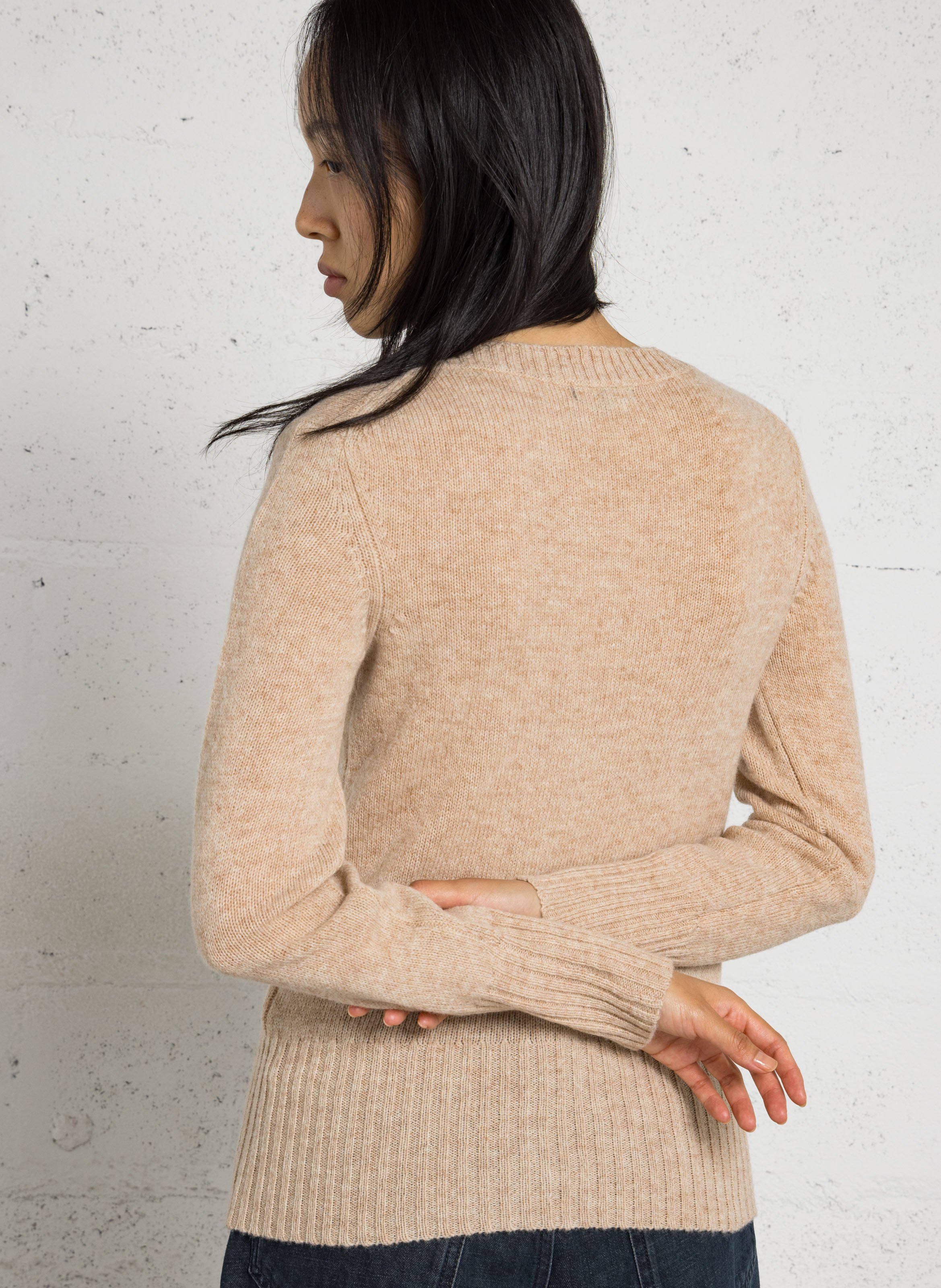 Pull droit col rond en laine SOEUR Beige