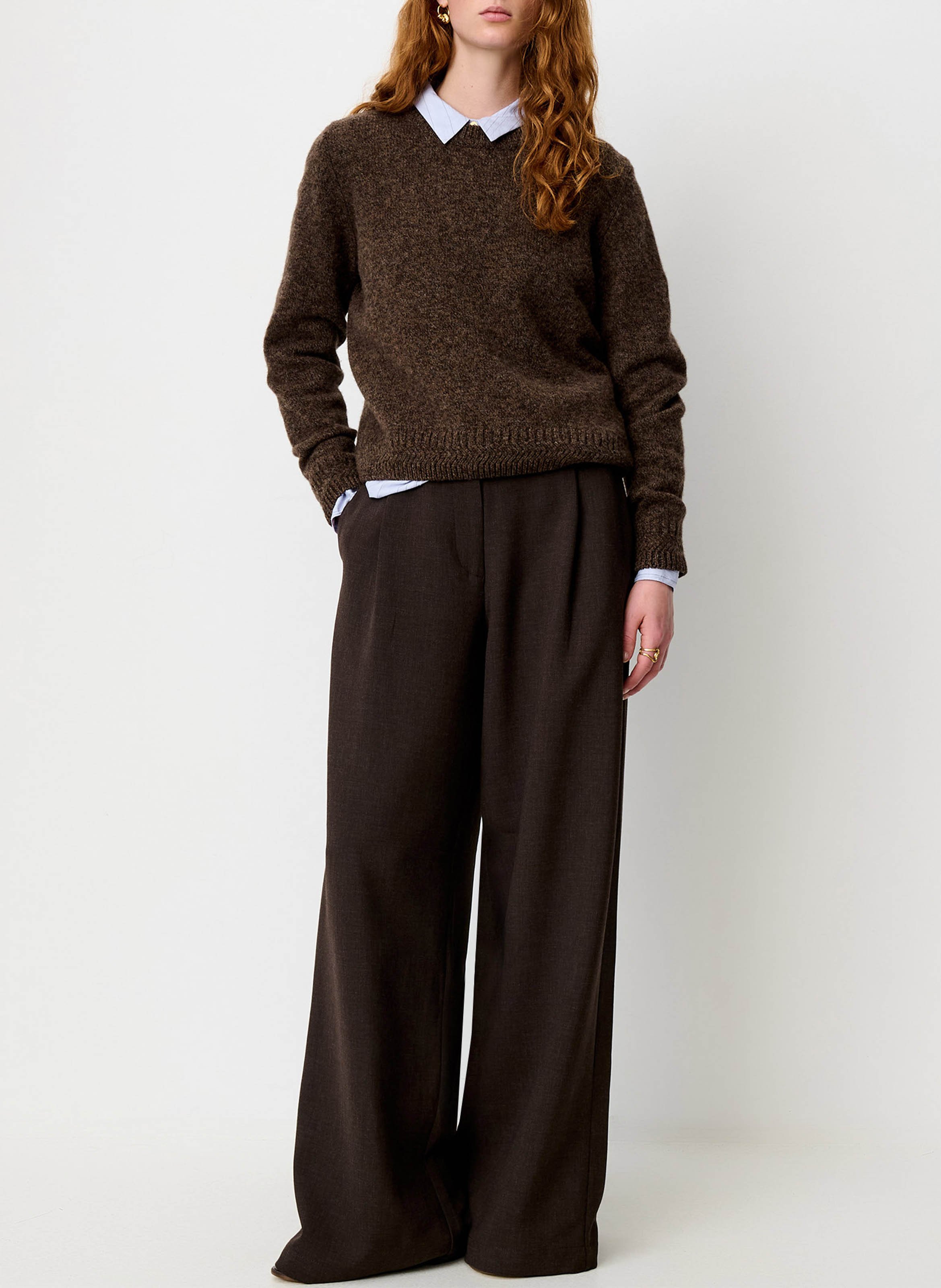 Straight round-neck merino wool sweater SESSUN Grey