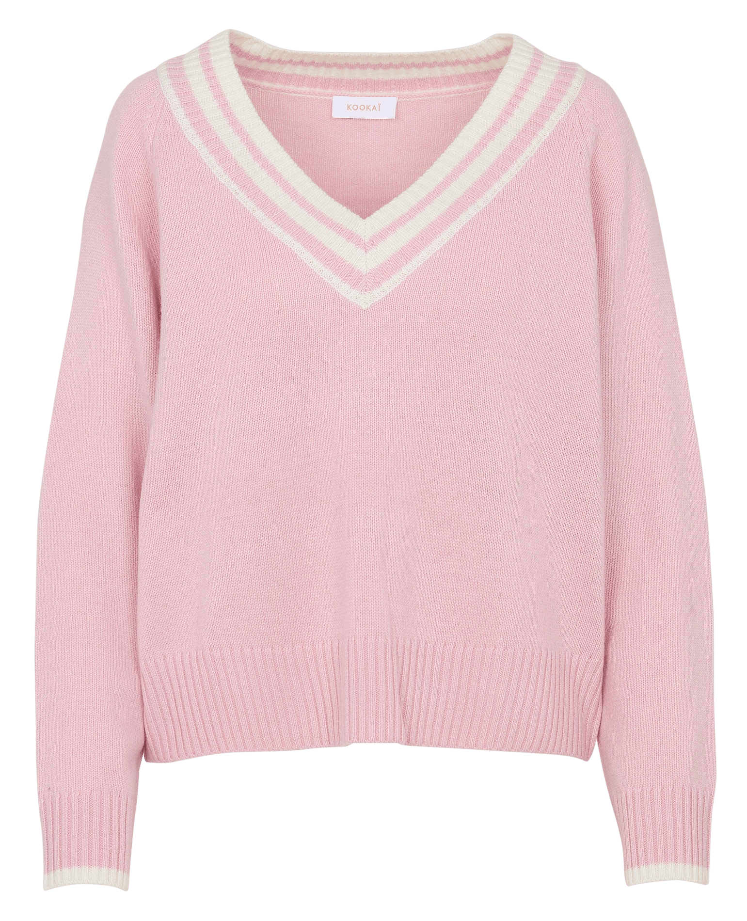 Gerade geschnittener Pullover mit V-Ausschnitt aus Wollmischung KOOKAI Rosa