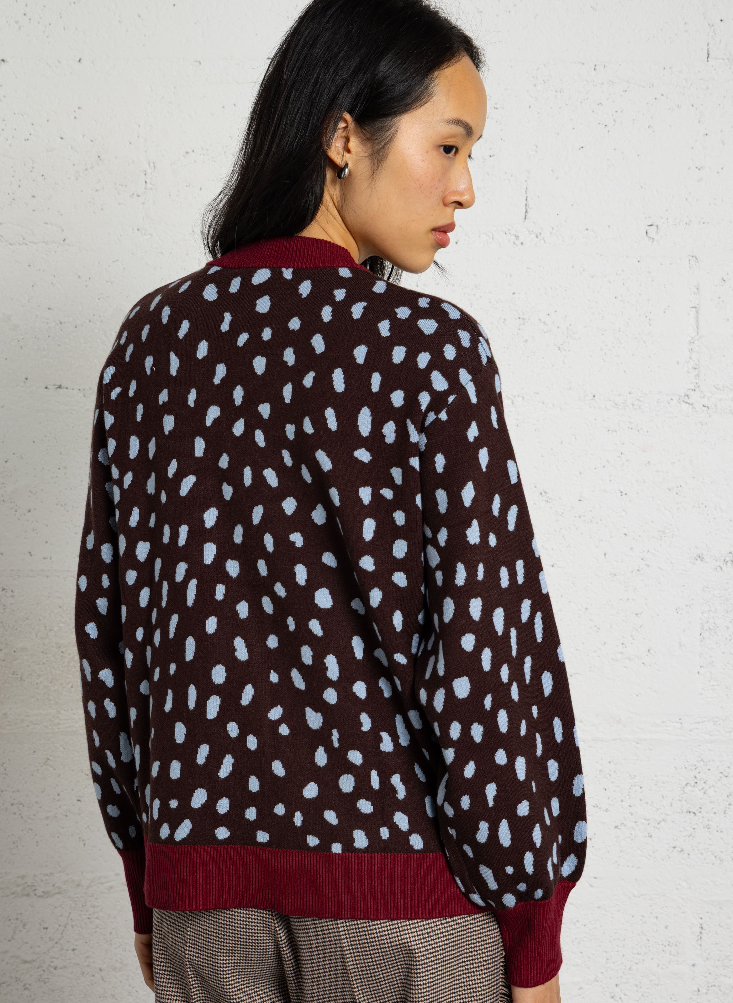 Straight polka-dot cardigan NEVER FULLY DRESSED Brown