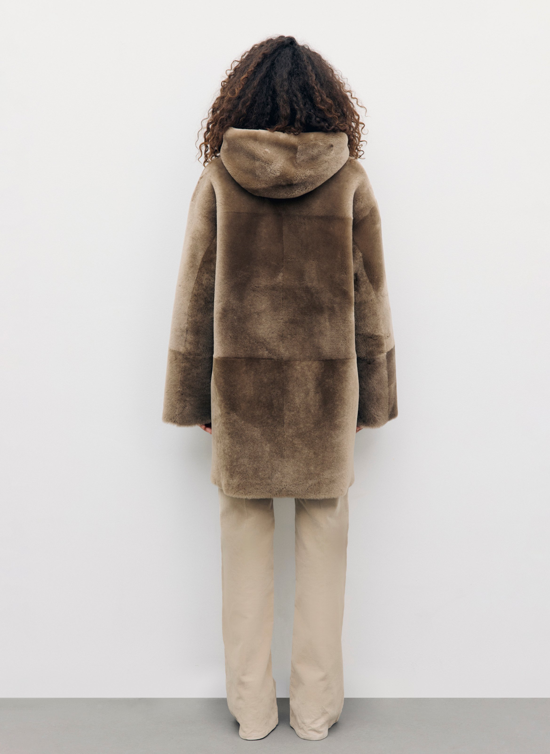 Manteau droit à capuche en cuir GERARD DAREL Marron