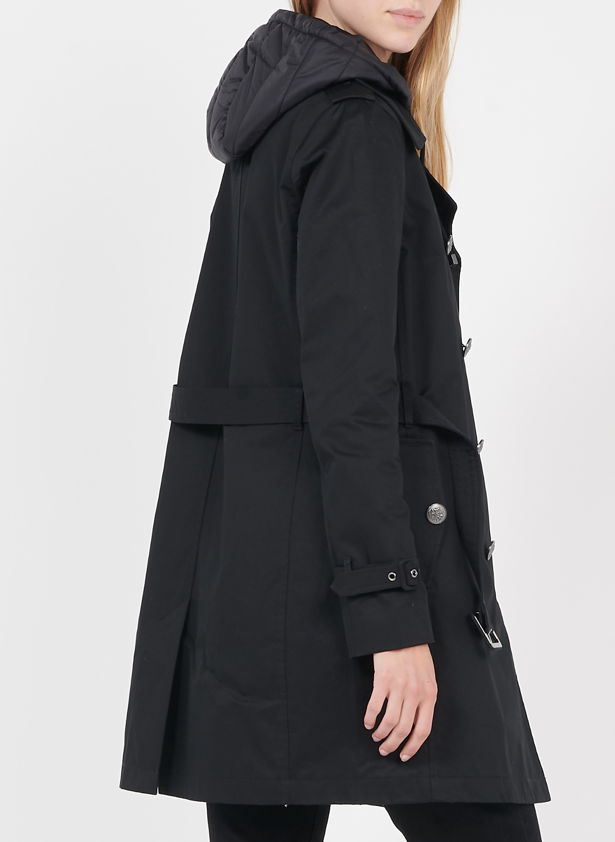Hooded cotton trench with tailored collar IKKS Black