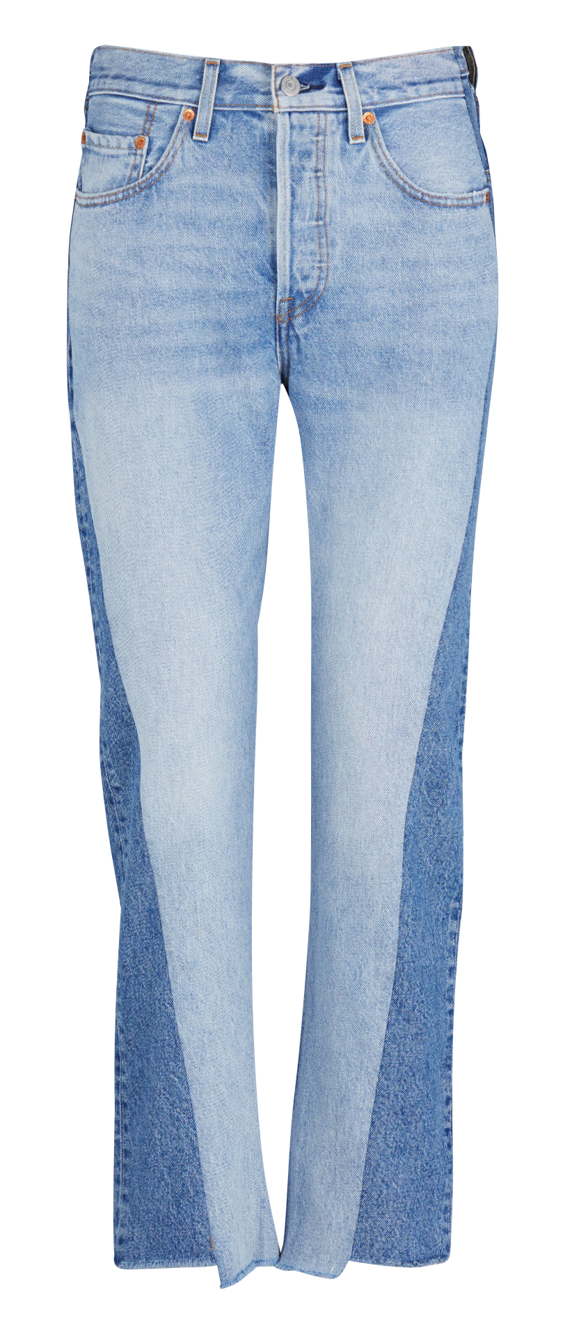 Jean droit taille haute en coton LEVI'S Jean Délavé