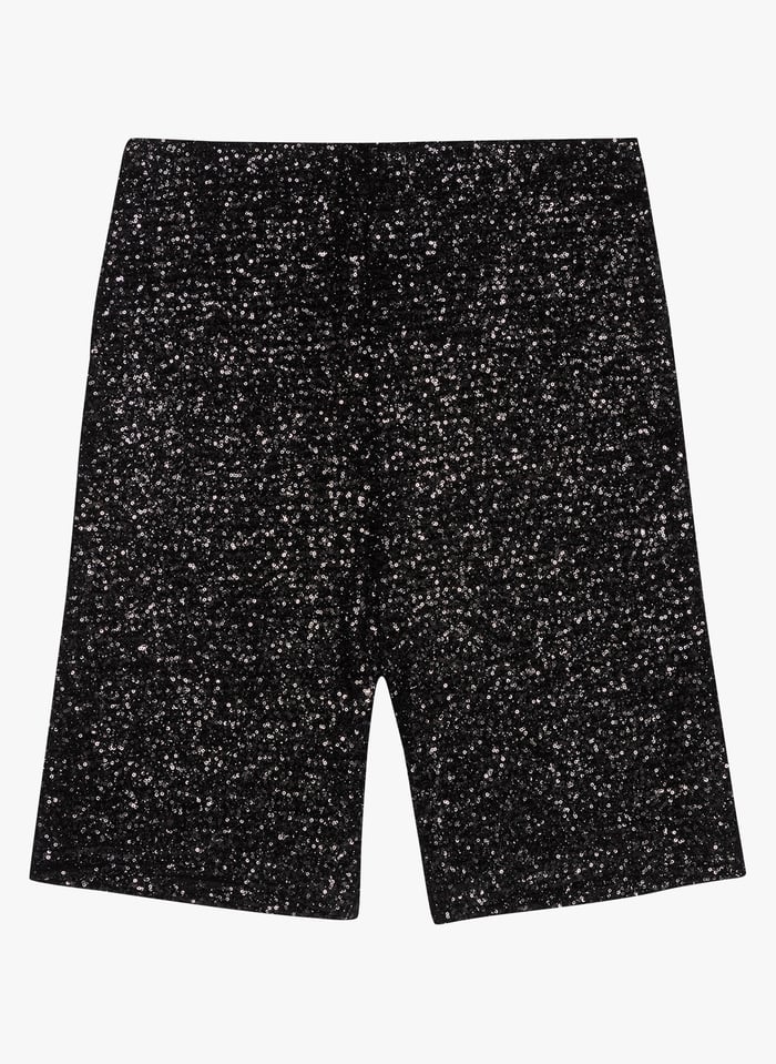 Pantaloncini ciclista in maglia scintillante con paillettes Nero