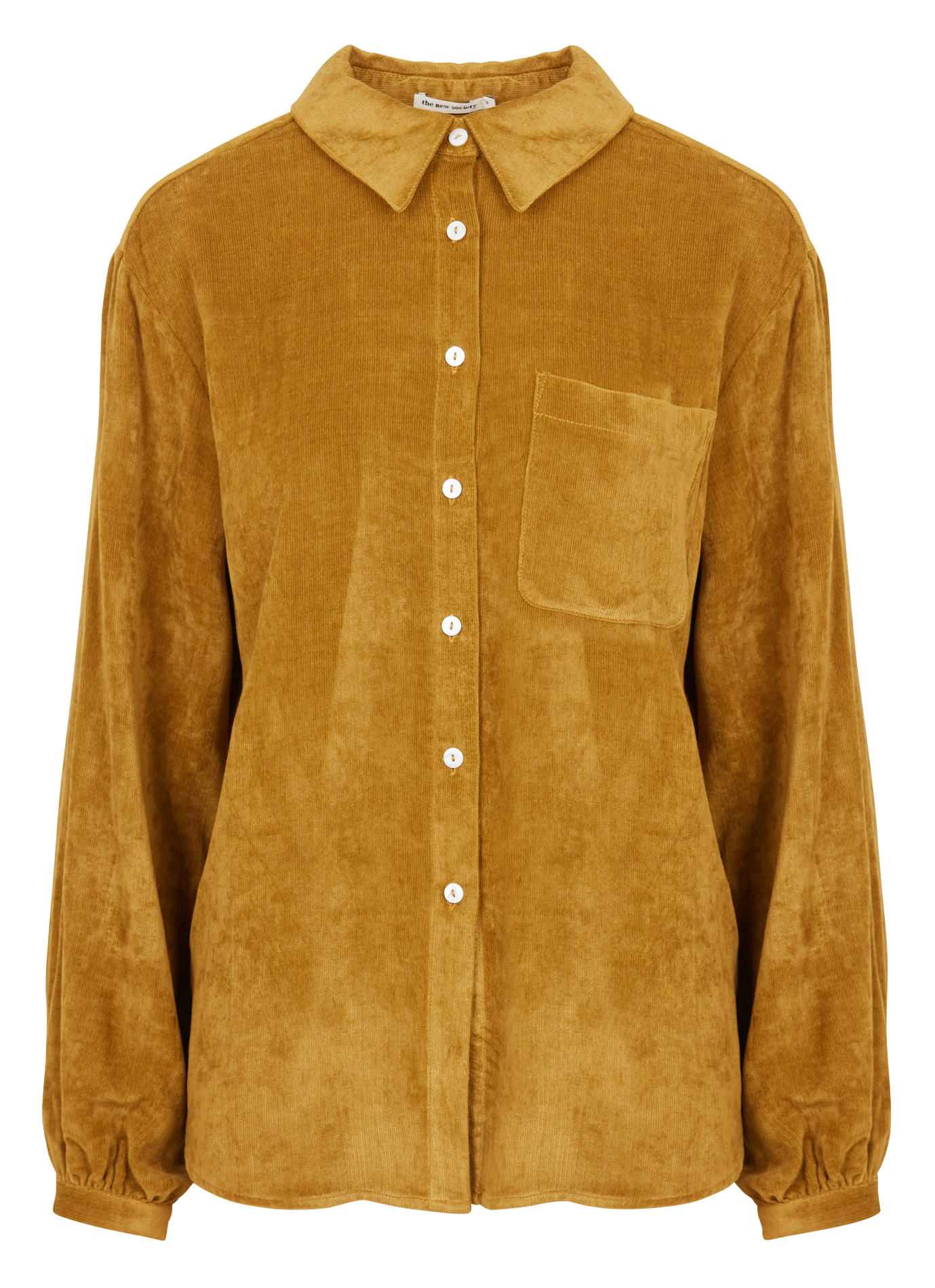 Straight velvet shirt with classic collar THE NEW SOCIETY Green