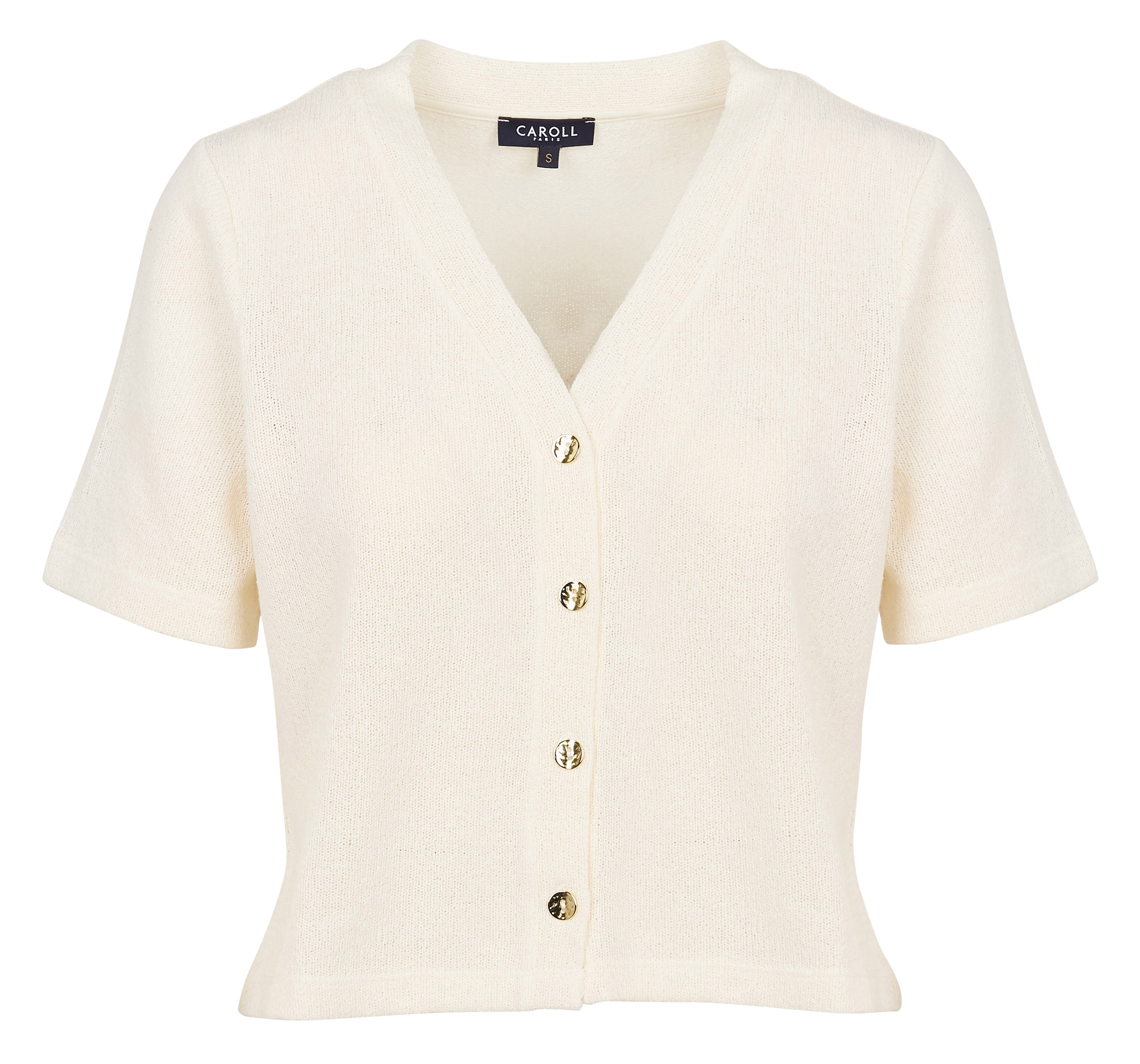 Straight V-neck T-shirt CAROLL Beige