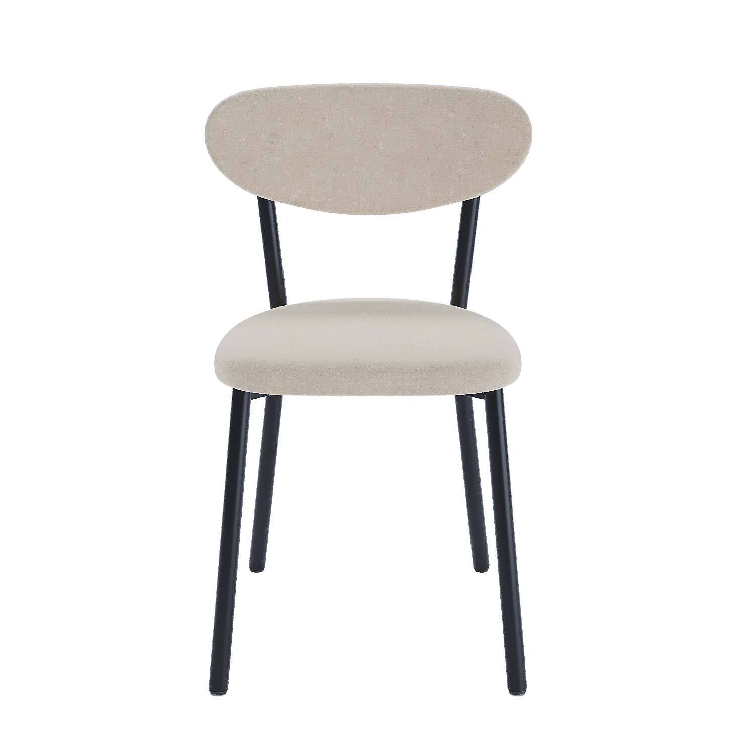 Set of 2 cream bouclette chairs with black metal legs POTIRON PARIS Beige
