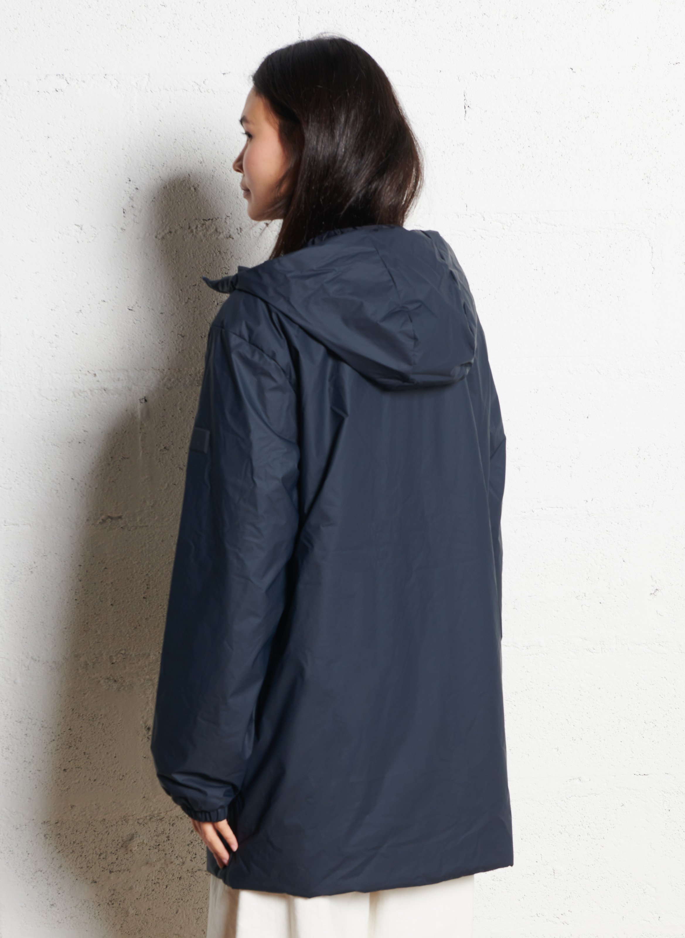 Imperméable col montant droit à capuche RAINS Bleu