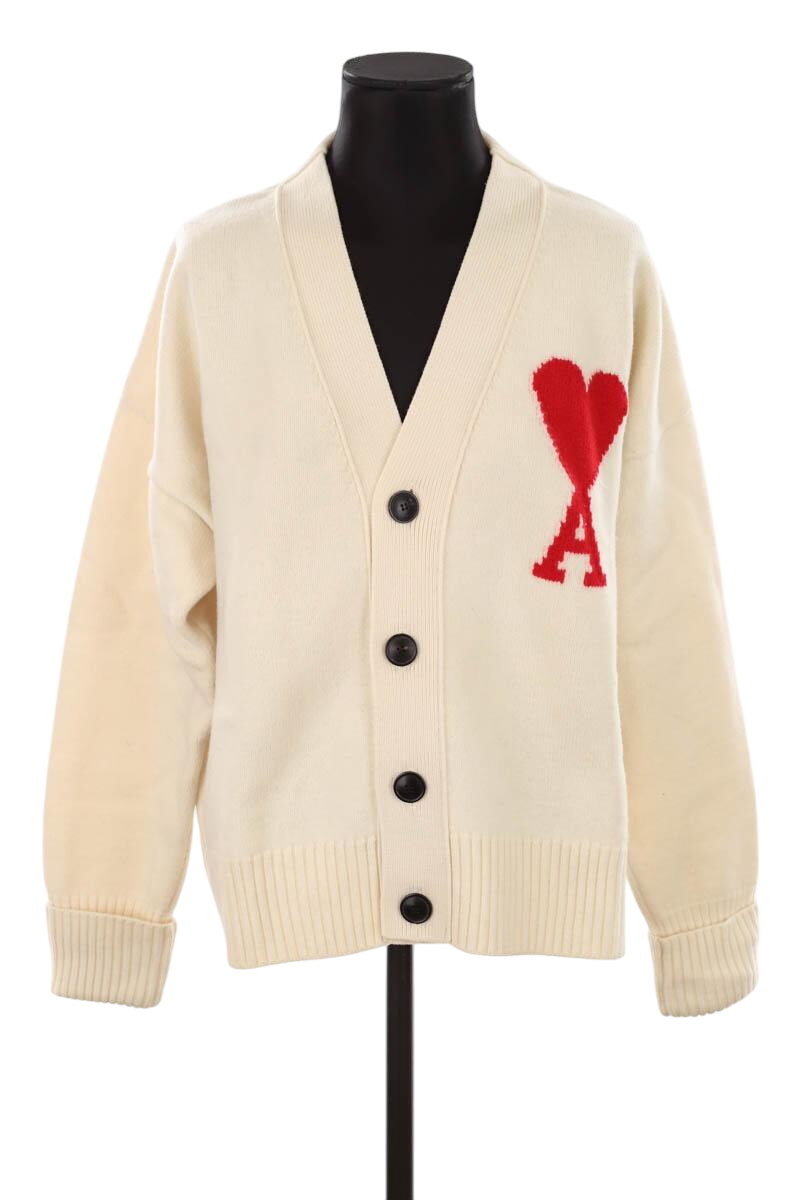 Chip wool cardigan AMI PARIS - Seconde Main Beige