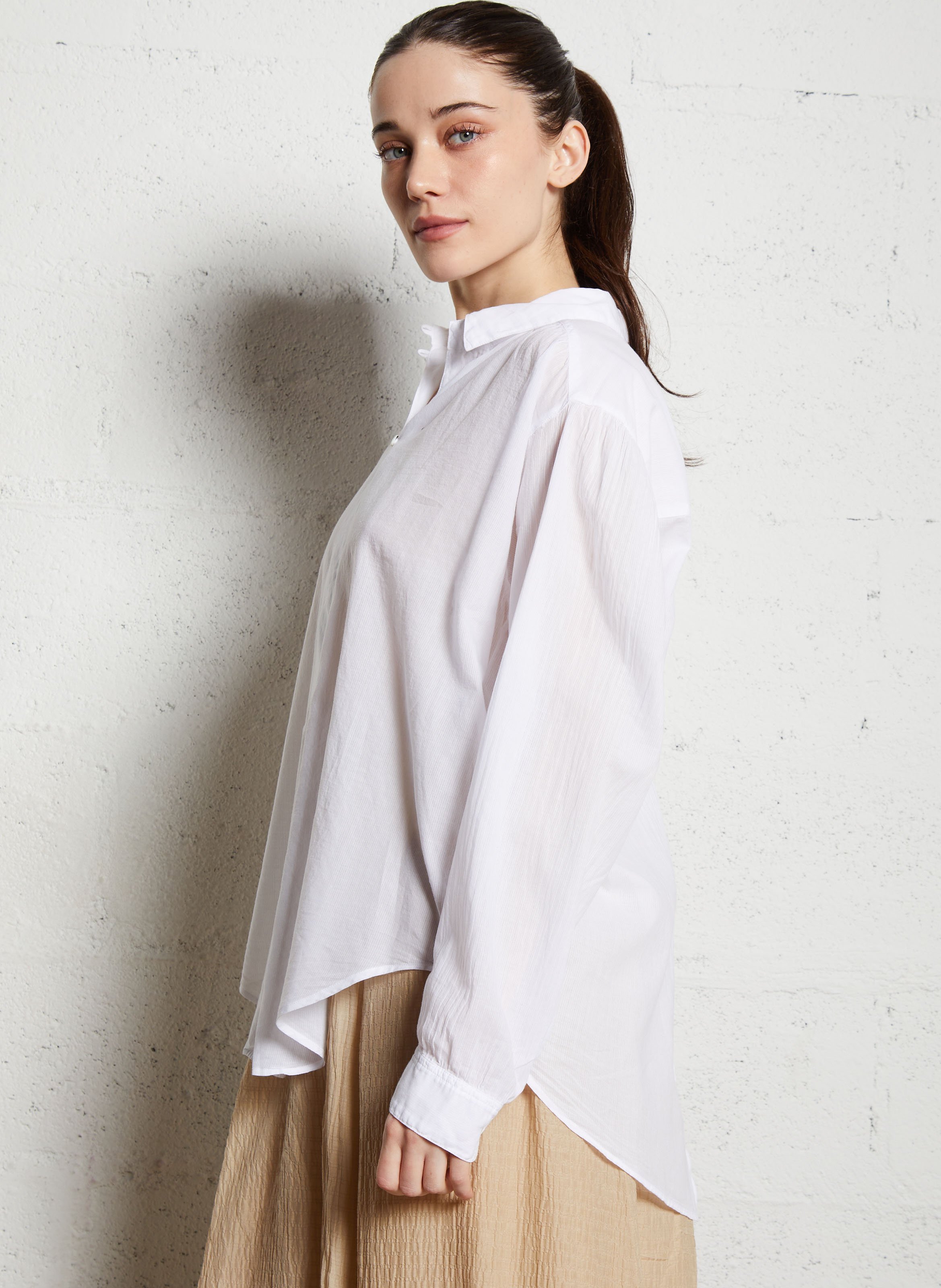 Chemise oversize rayée en coton POMANDERE Blanc