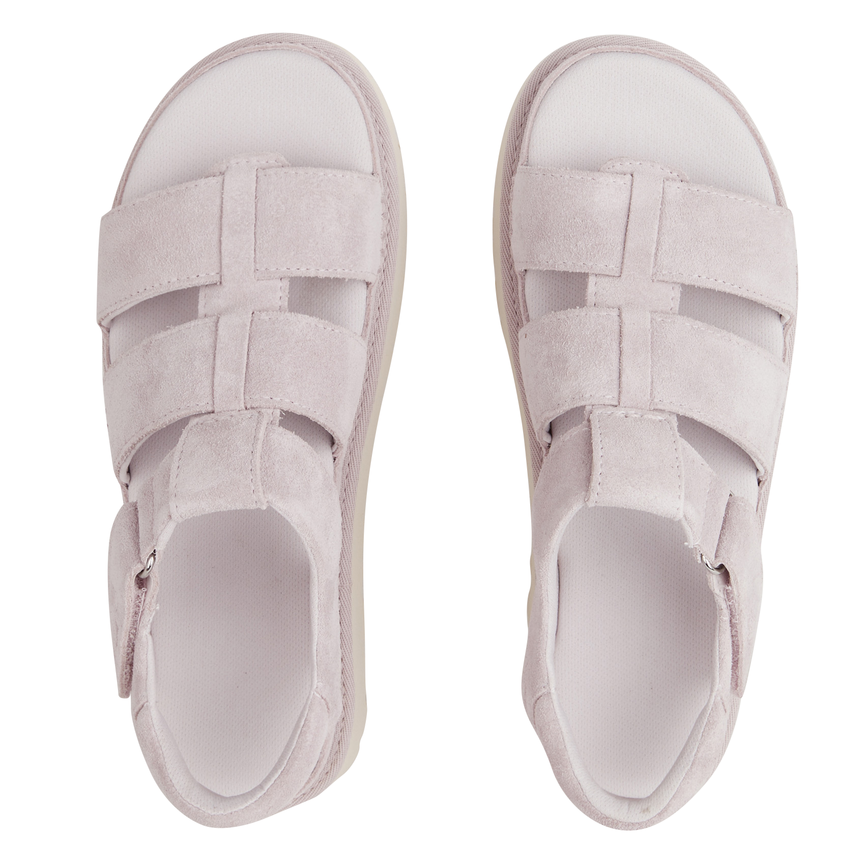 Flache Ledersandalen mit Samt UGG Beige