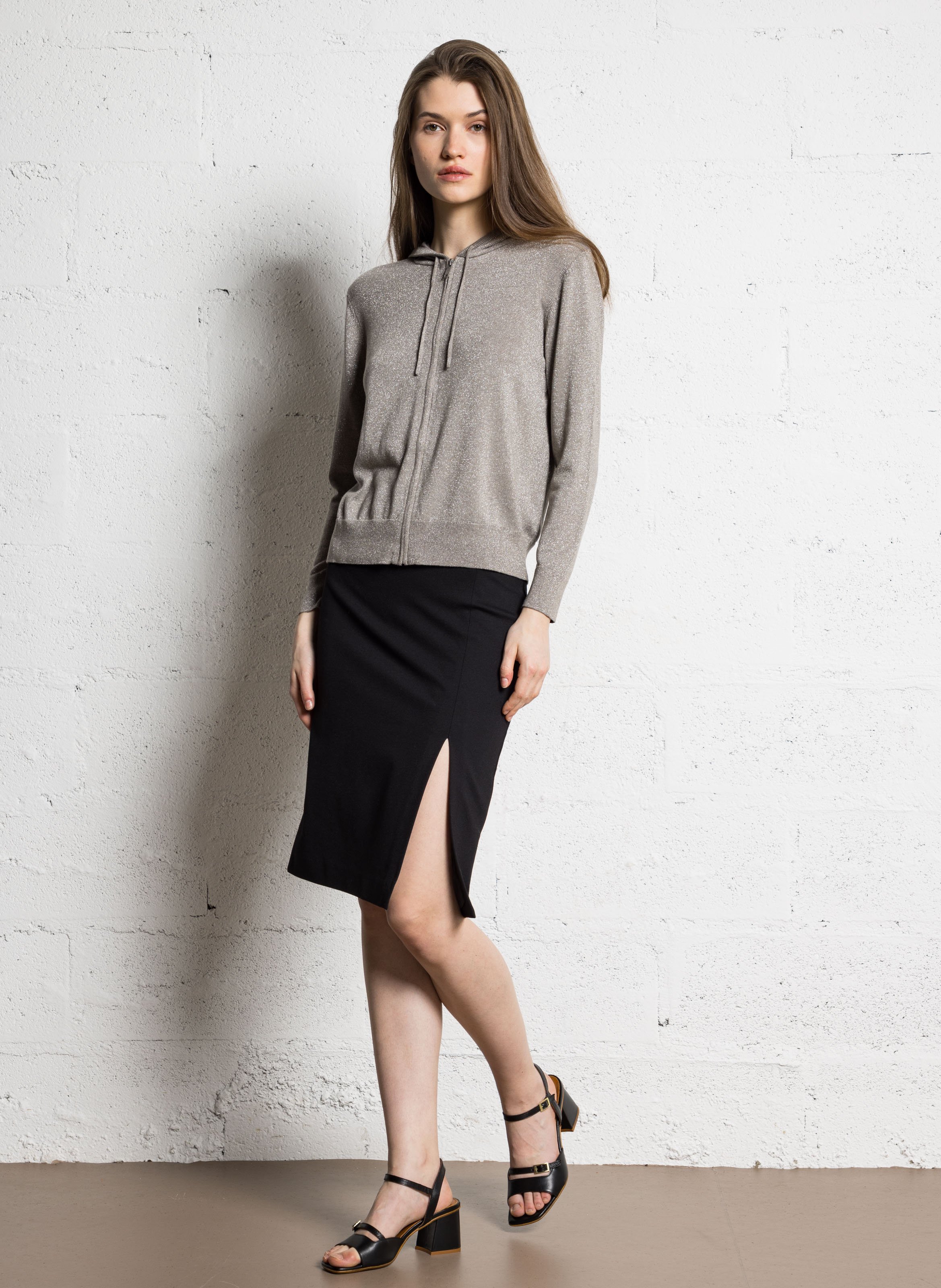 Zipped hooded cardigan IKKS Beige