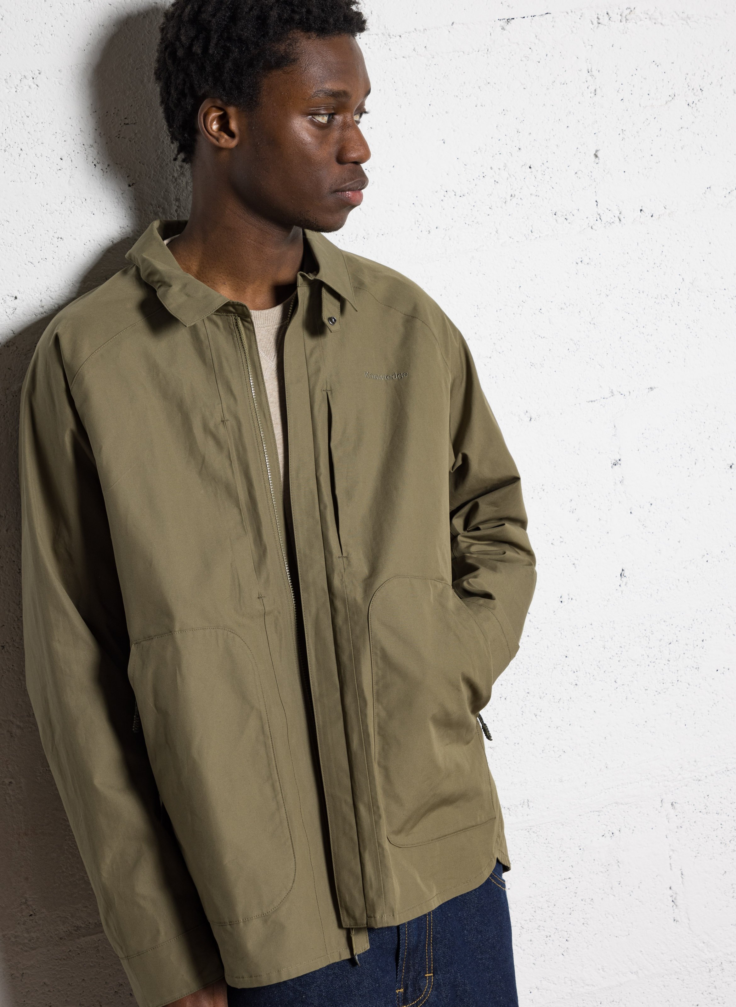 Veste droite zippée en coton bio KNOWLEDGE COTTON APPAREL Vert