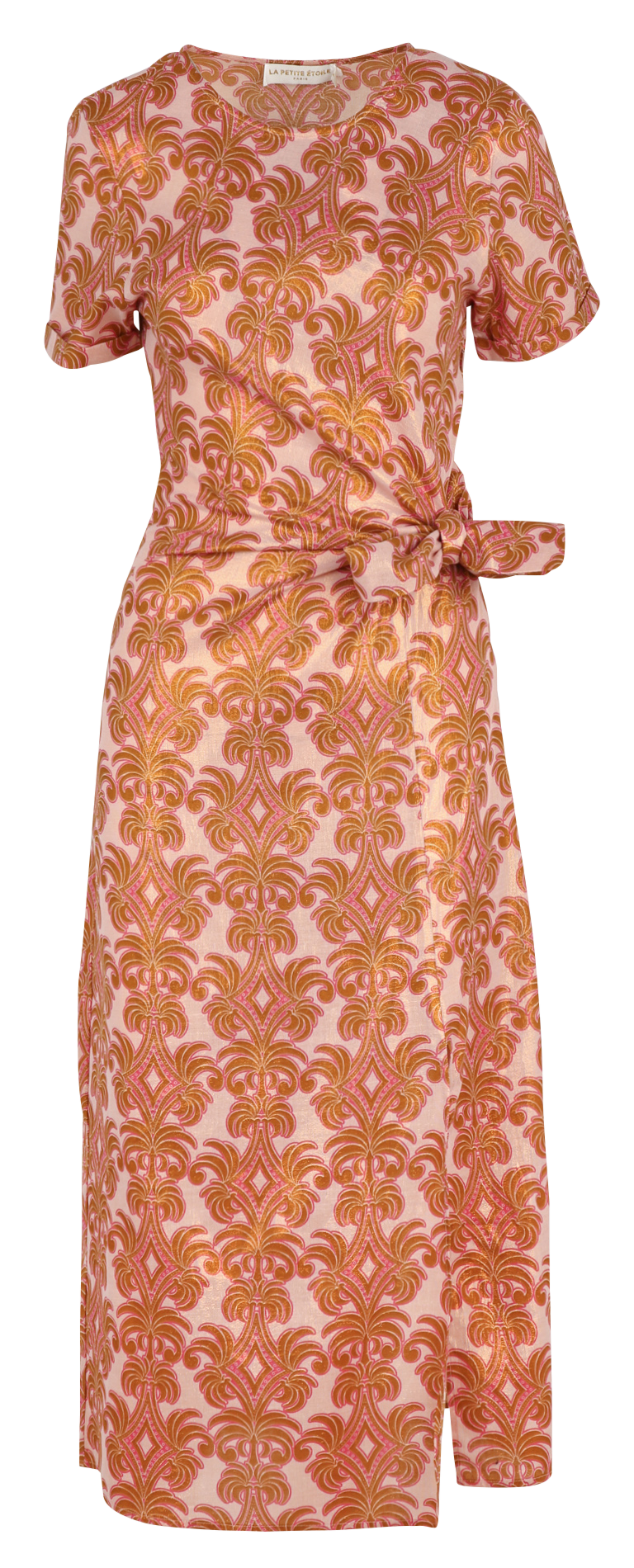 Halflange jurk met ronde hals - katoenblend LA PETITE ETOILE Goudkleurig