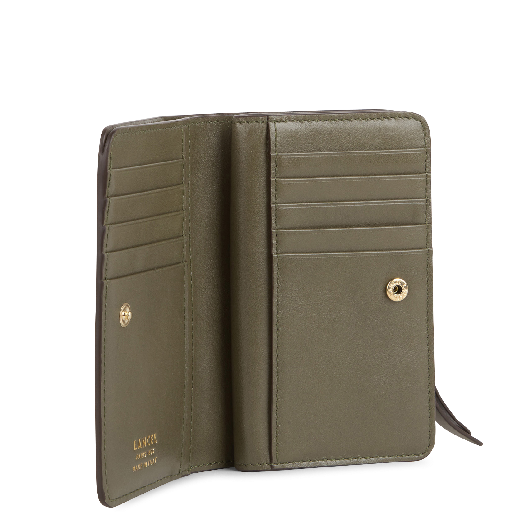 Portefeuille en cuir LANCEL Kaki