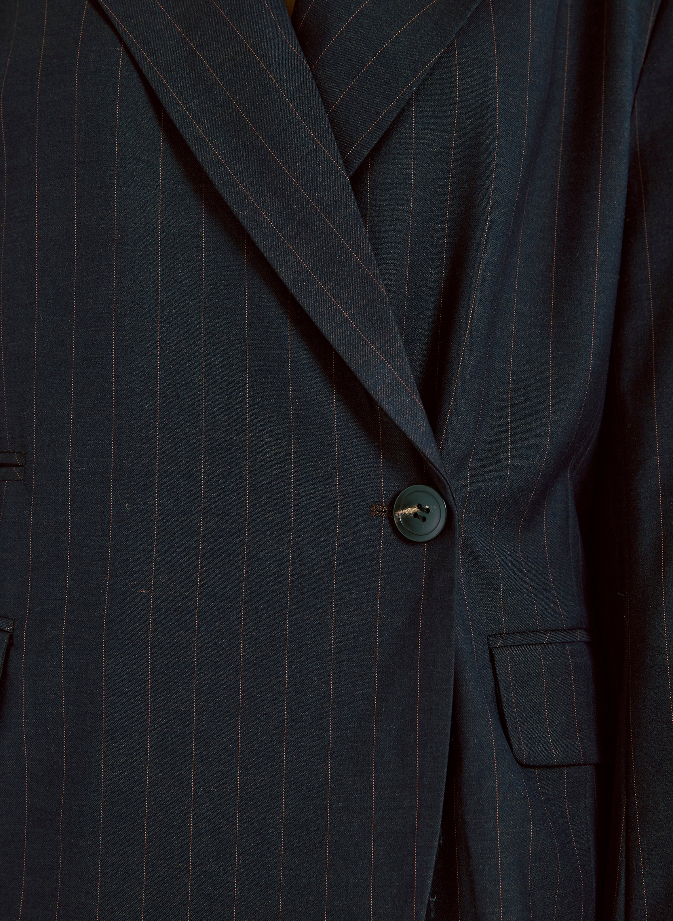 Straight blazer jacket with fine stripes NORR Brown