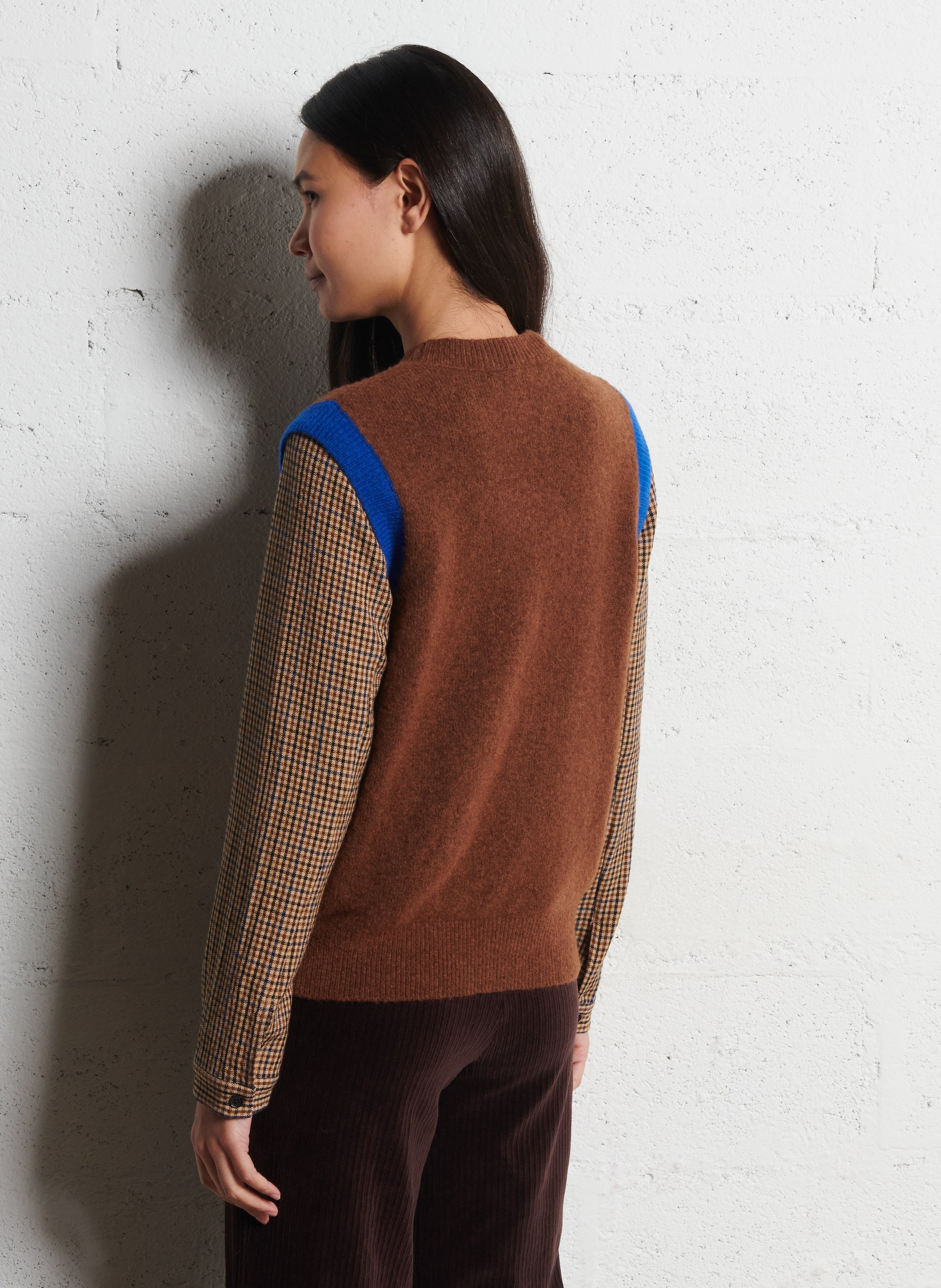 Pull sans manches col rond en laine mélangée NICE THINGS Beige