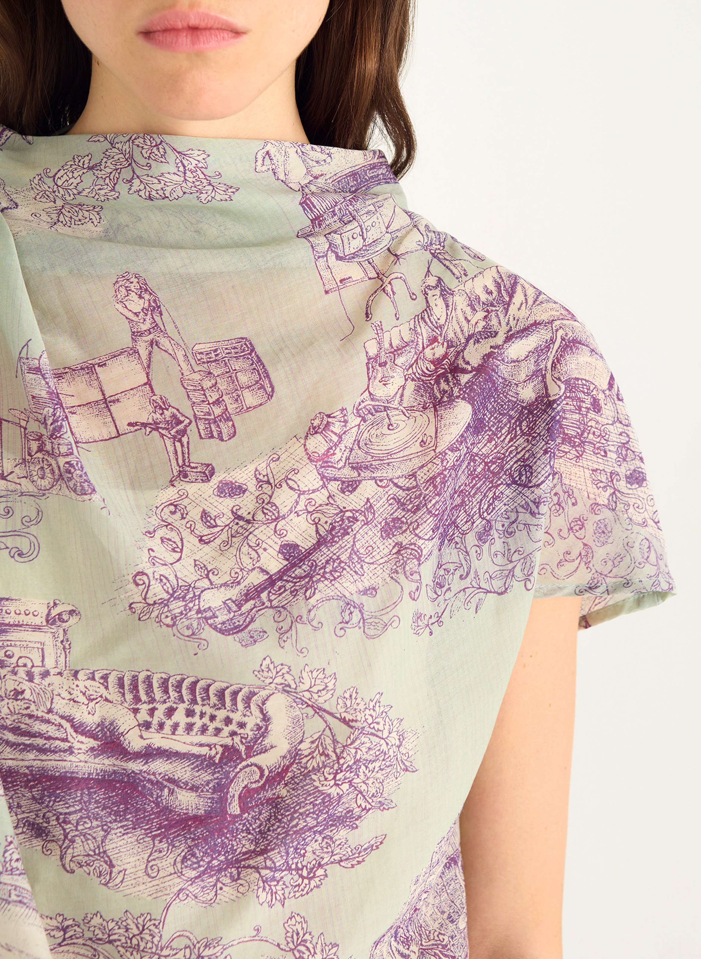 Top col montant en coton mélangé COTELAC Vert