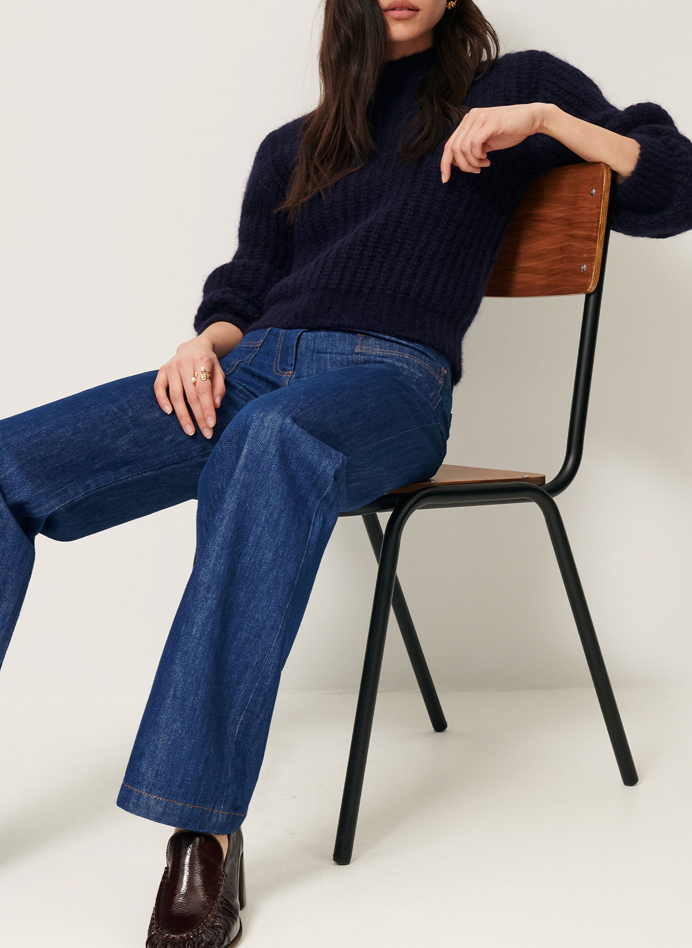 Pull droit col montant  SESSUN Bleu