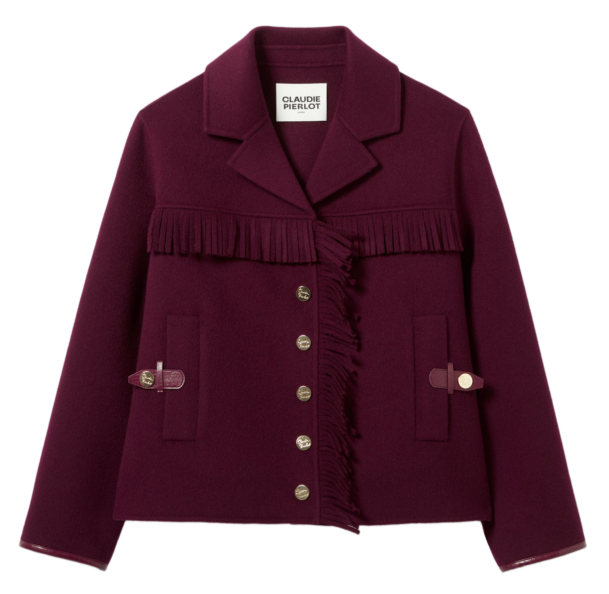 Veste col tailleur en laine mélangée CLAUDIE PIERLOT Rouge