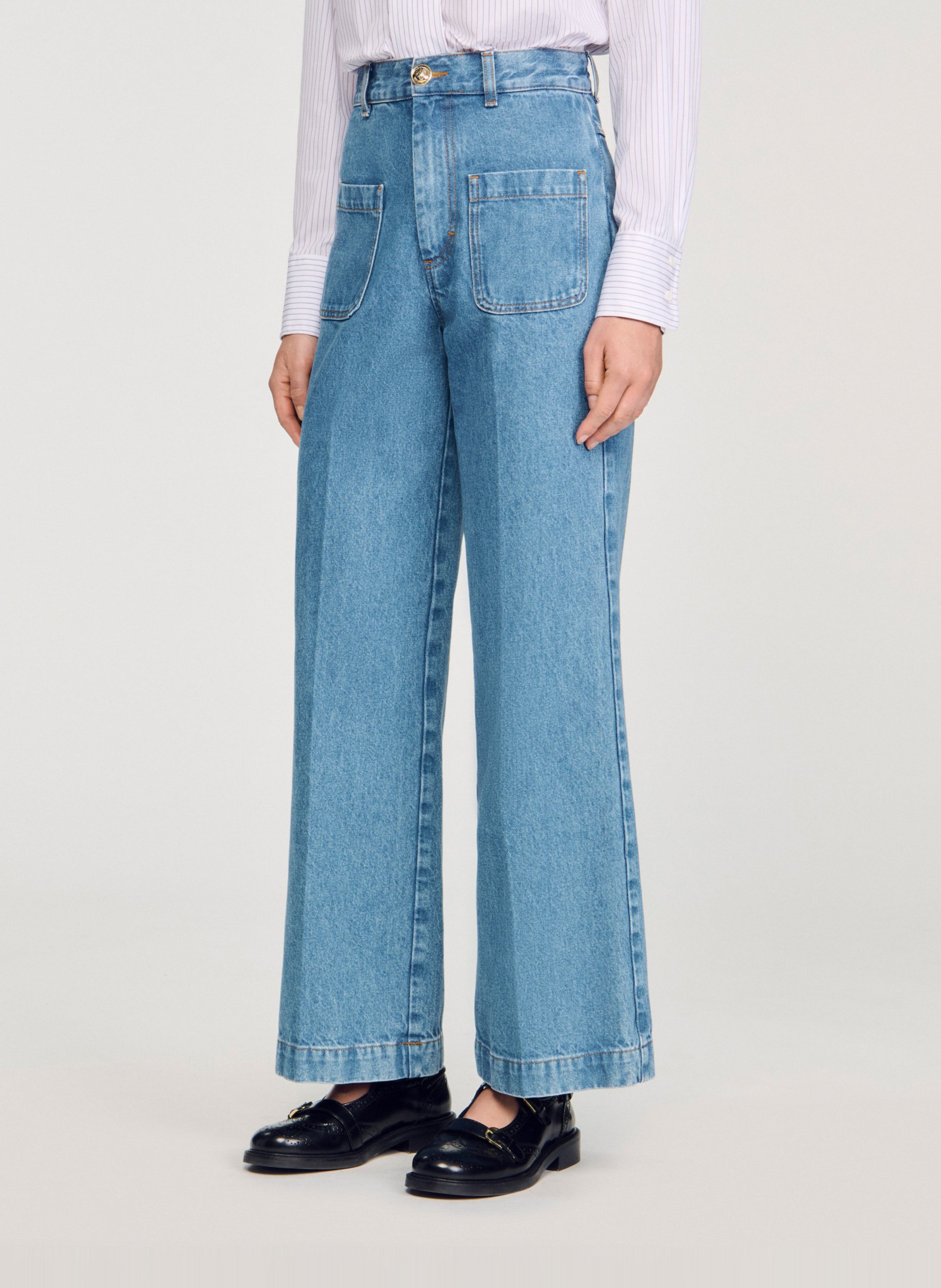 Jean large en coton SANDRO Bleu