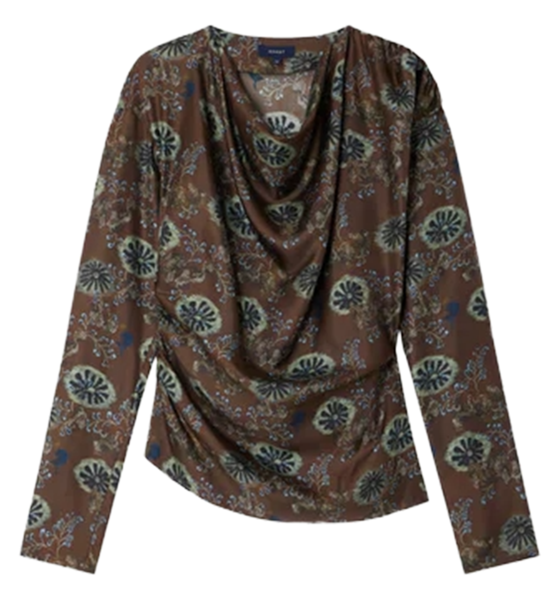 Top manches longues asymétrique à motifs en soie SOEUR Multicolore