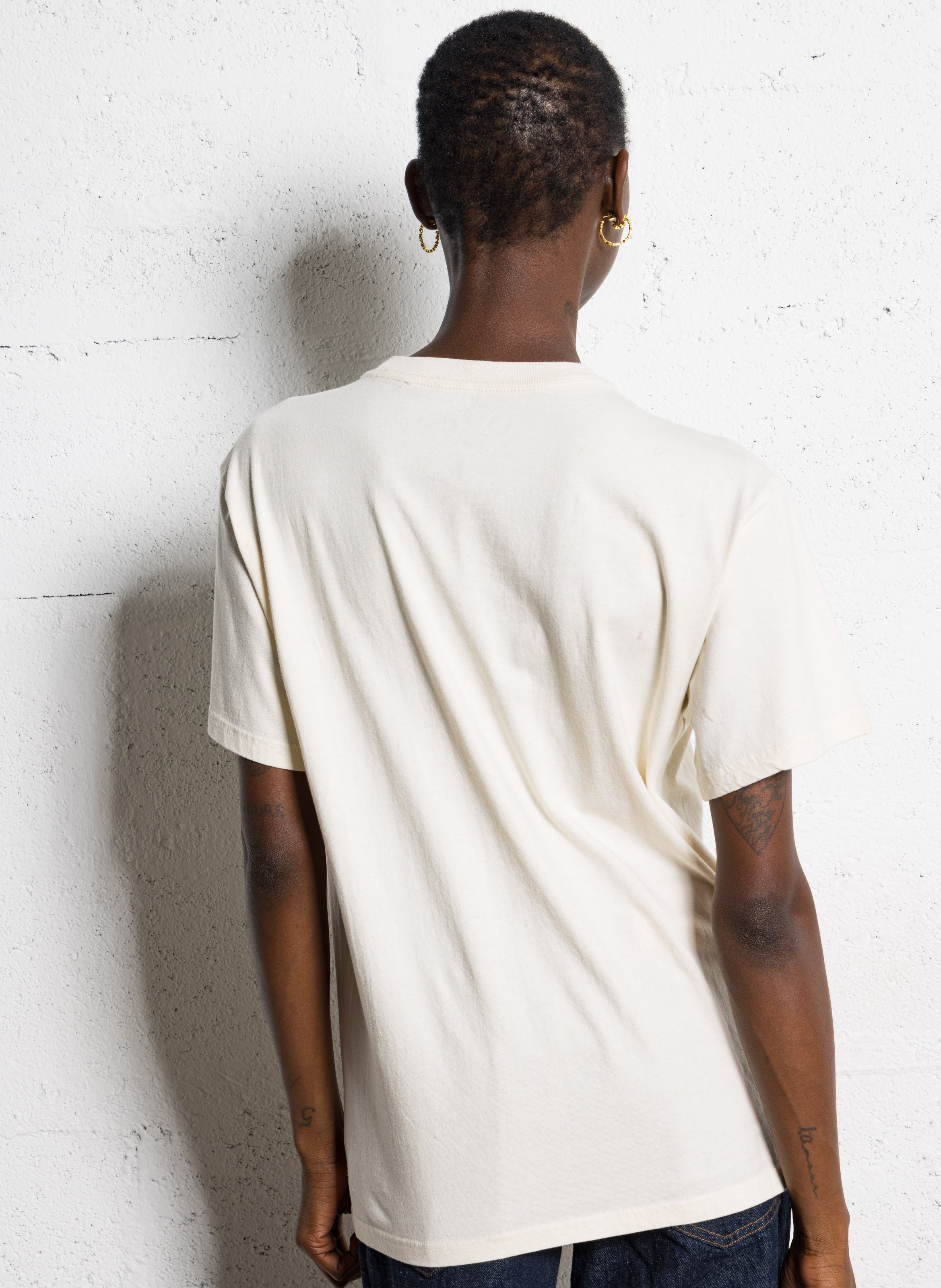 Tee-shirt droit col rond sérigraphié en coton NEWTONE Beige