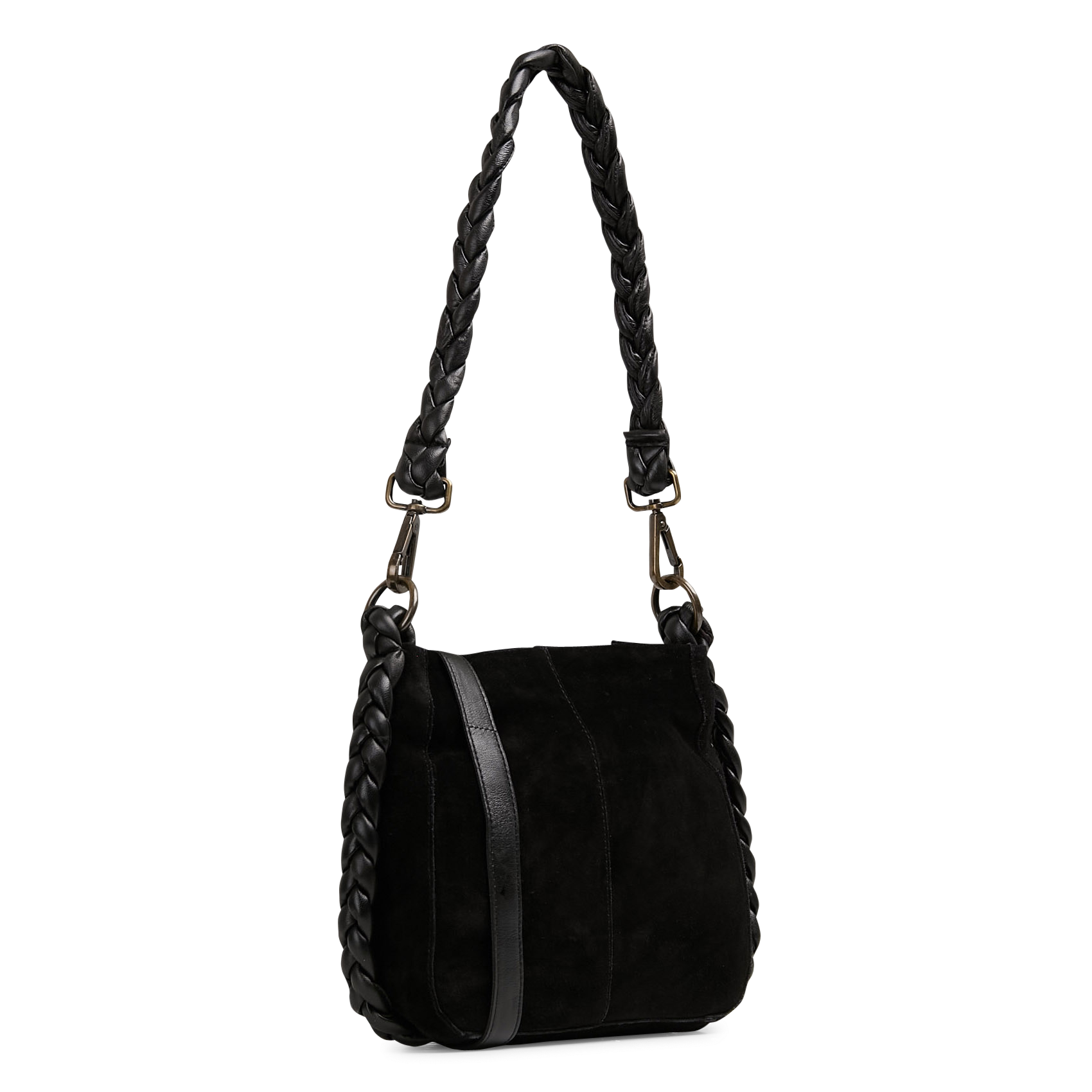 Crossbody bag with braided suede detail PIECES Black