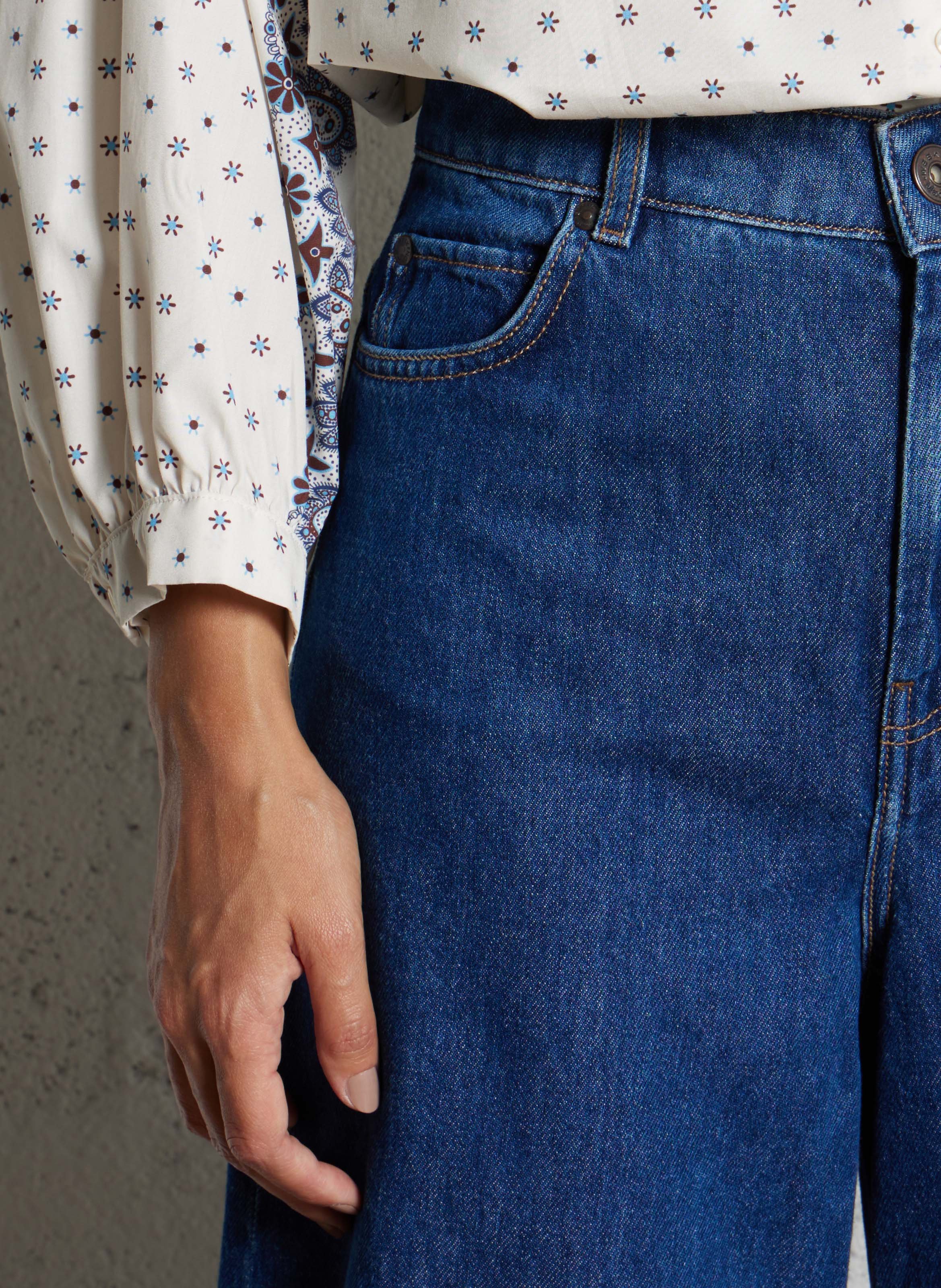 Jean flare taille haute en coton MAX MARA WEEK END Bleu