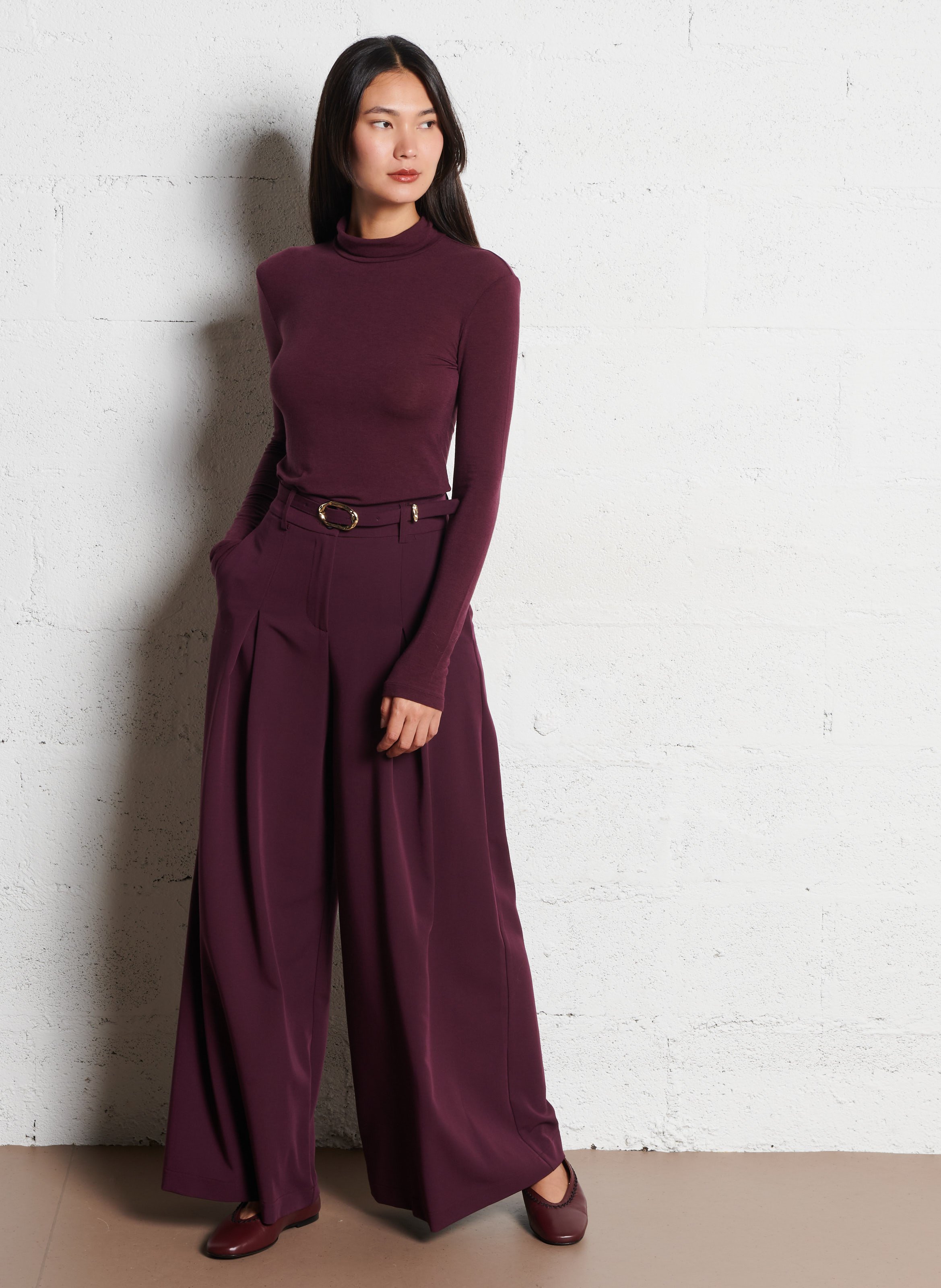 Pantalon ample taille haute ceinturé IMPERIAL Violet