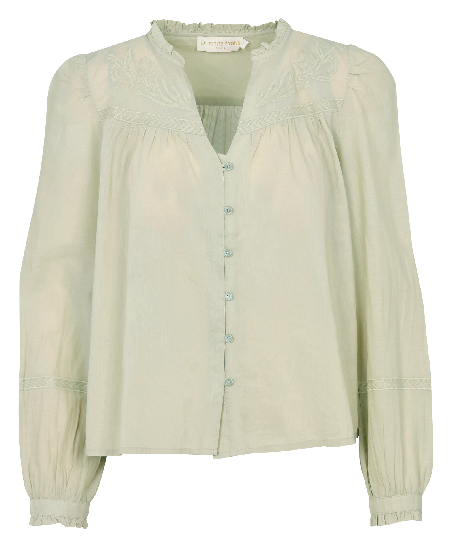 Chemise col V en coton LA PETITE ETOILE Vert