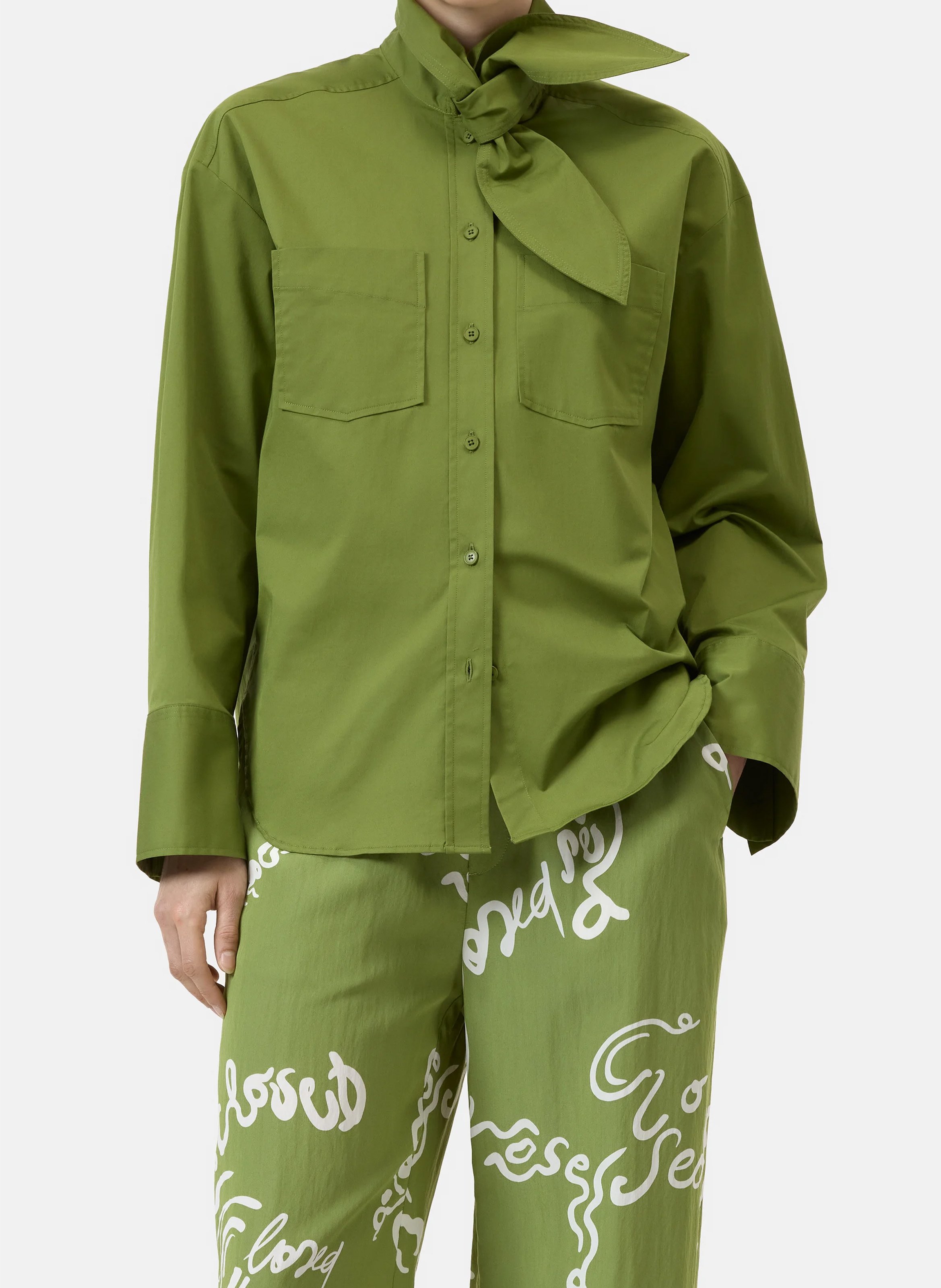 Straight organic cotton shirt CLOSED Green