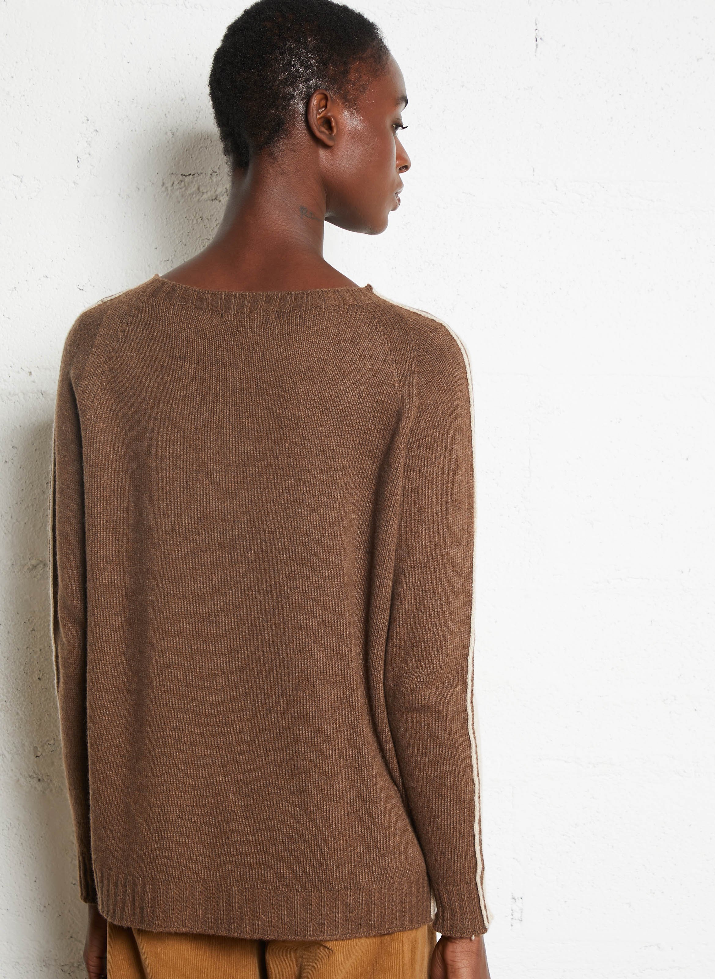Pull col rond en laine mélangée PLEASE Beige