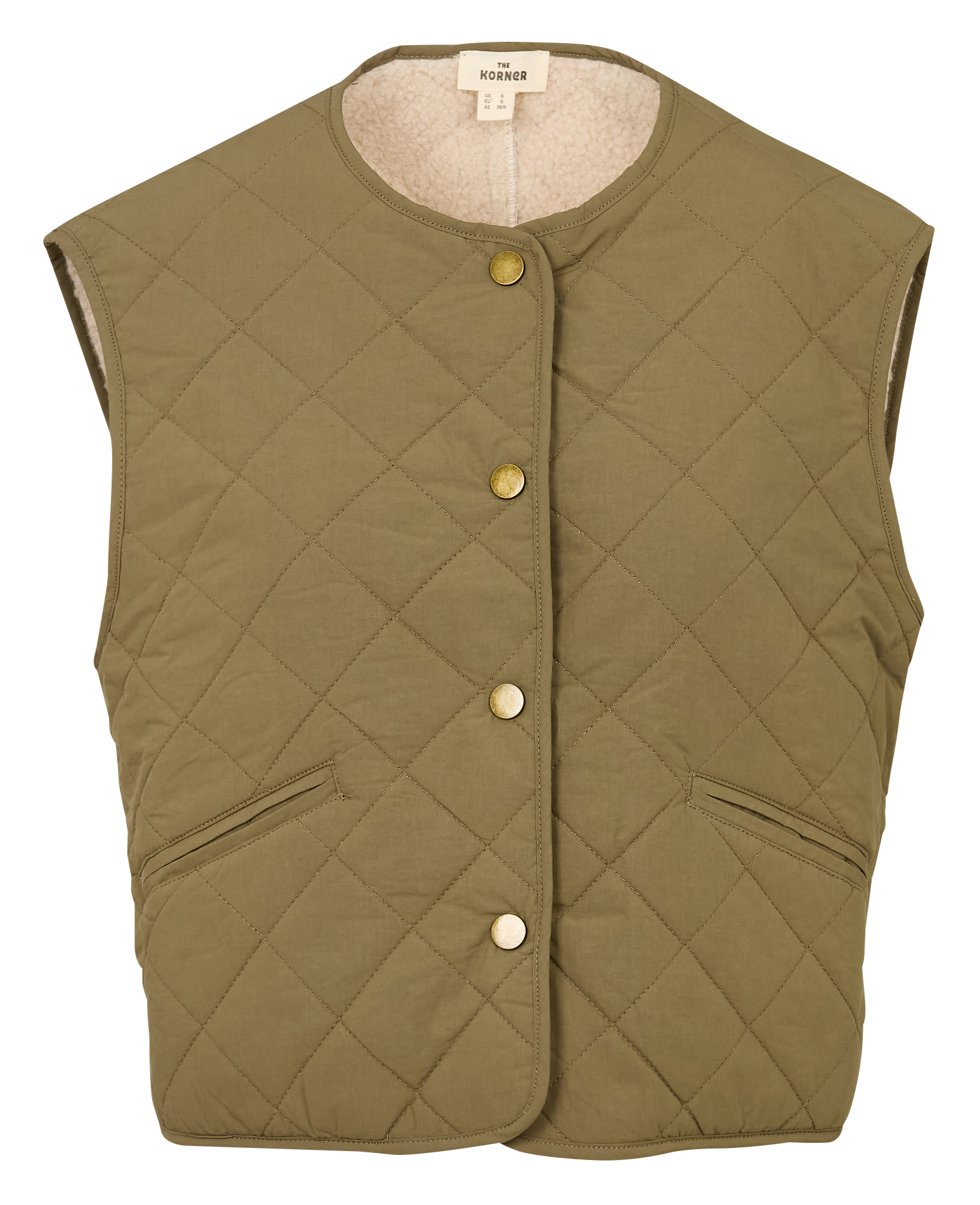 Gerade geschnittene Baumwolljacke mit Rundhalsausschnitt THE KORNER Khaki