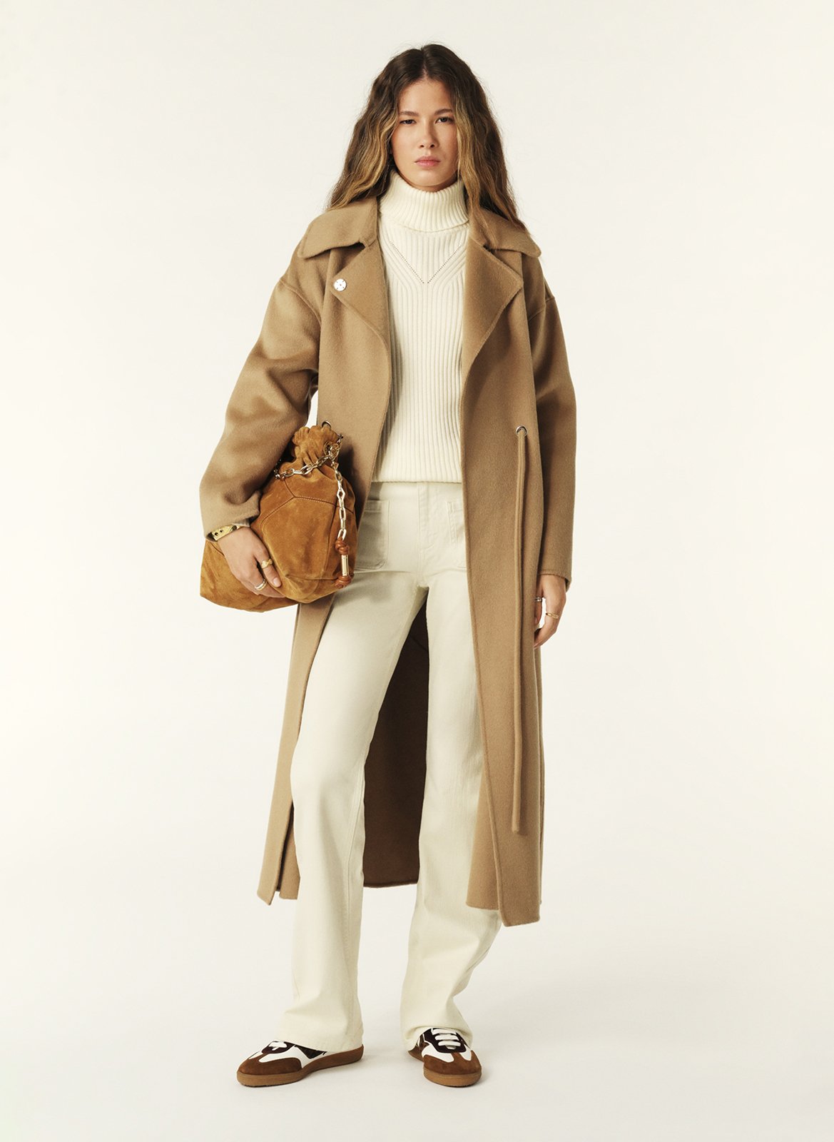 Long coat with asymmetric collar BA&amp;SH Brown