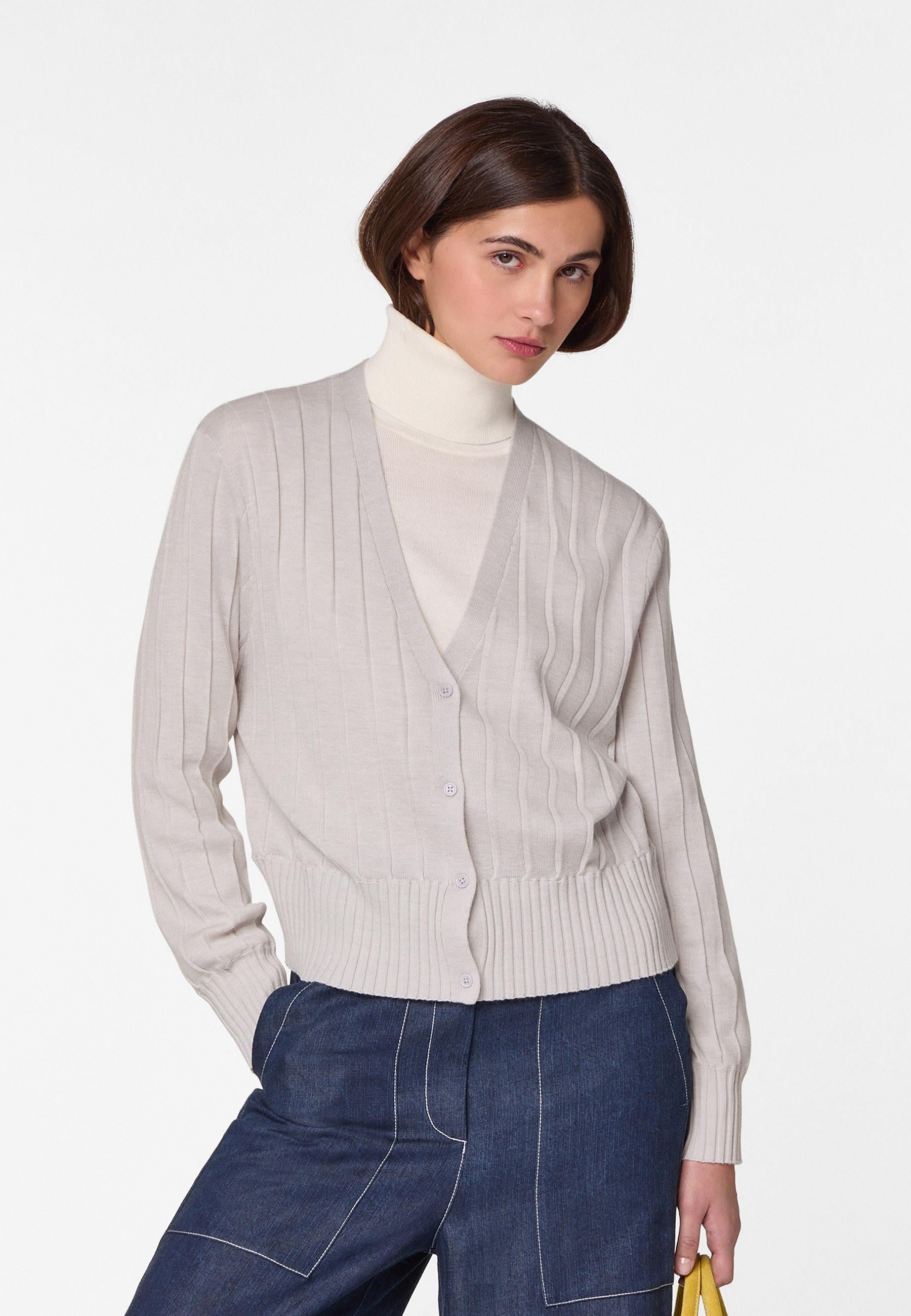 Bulgarie merino wool short cardigan RODIER White