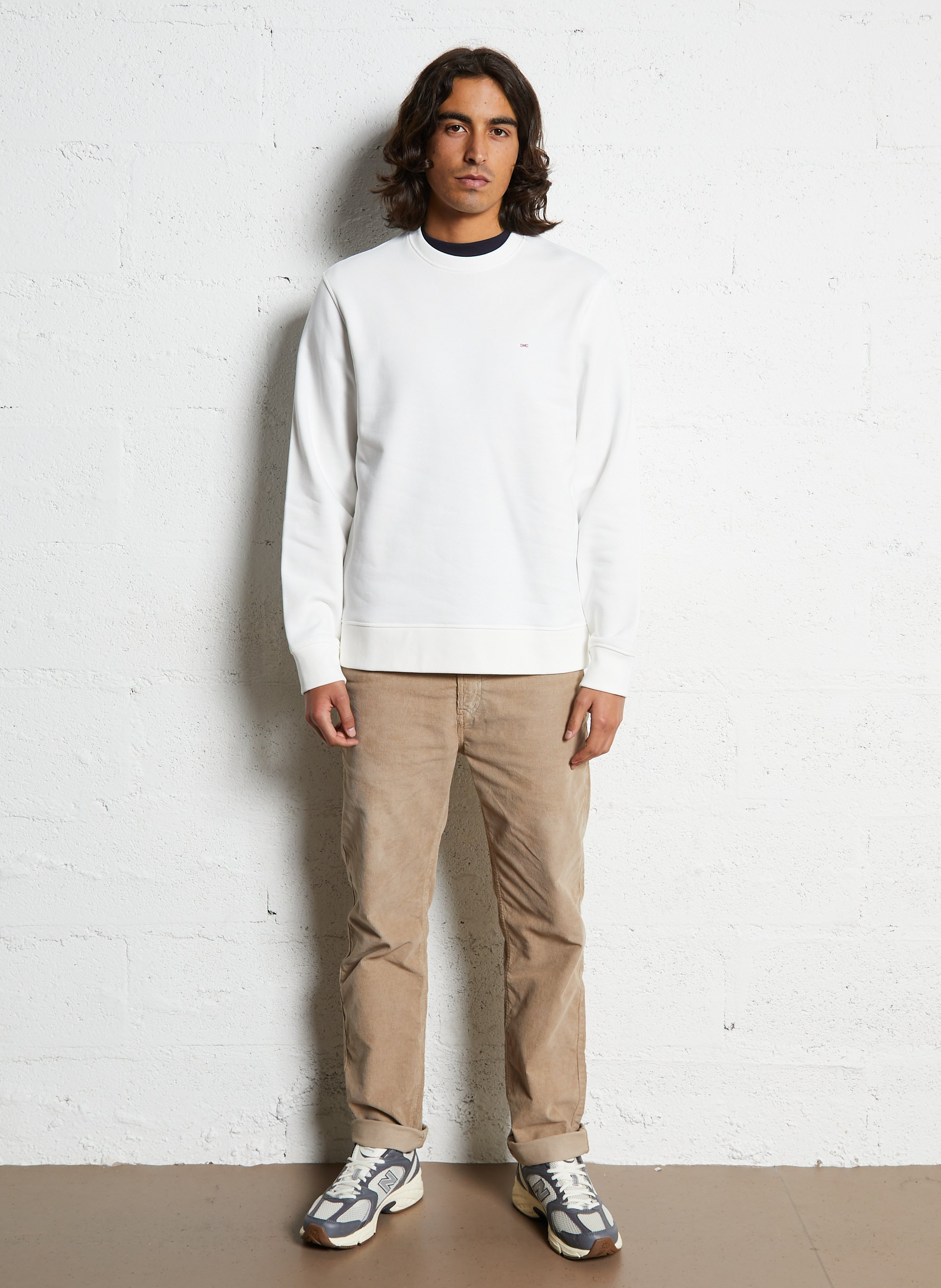 Sweat droit col rond brodé en coton EDEN PARK Beige