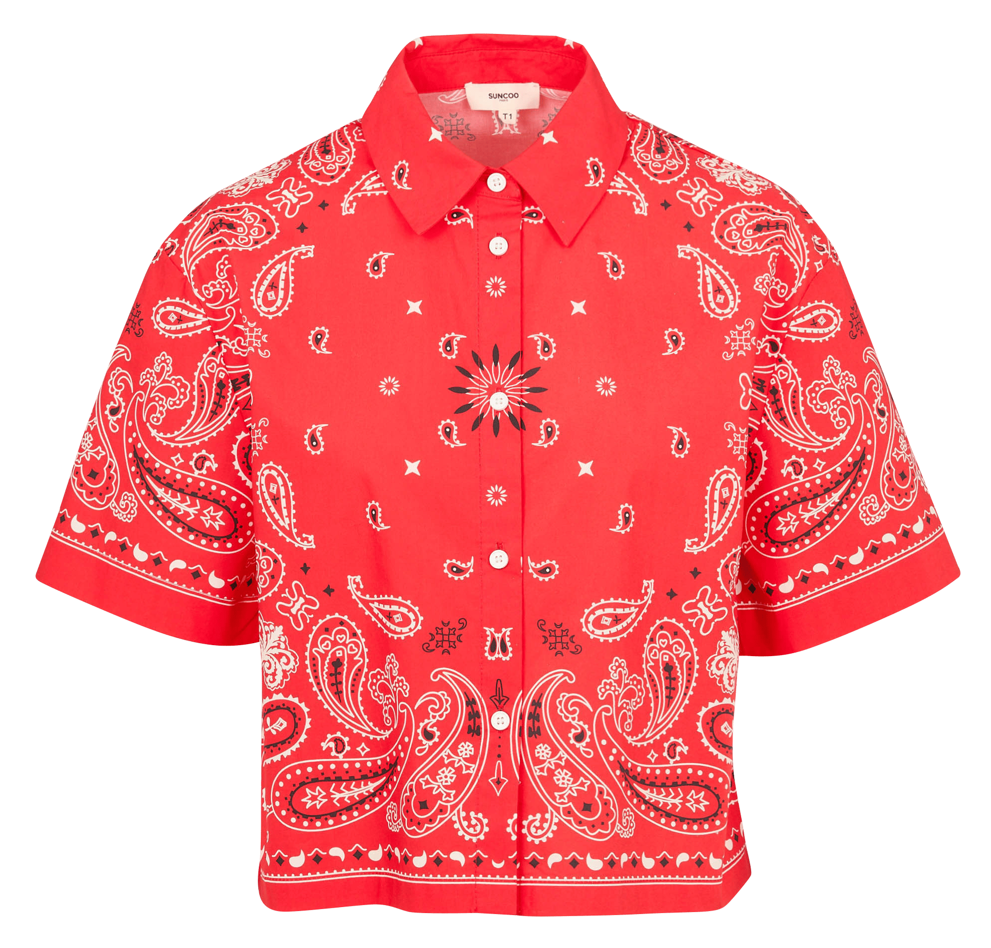 Recht overhemd van biokatoen met klassieke kraag SUNCOO Rood