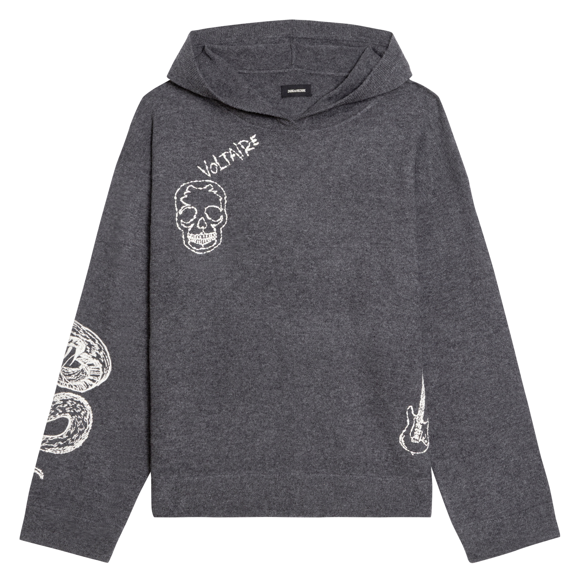 Caissa - Wollstrickpullover mit V-Ausschnitt und Details ZADIG&VOLTAIRE Grau