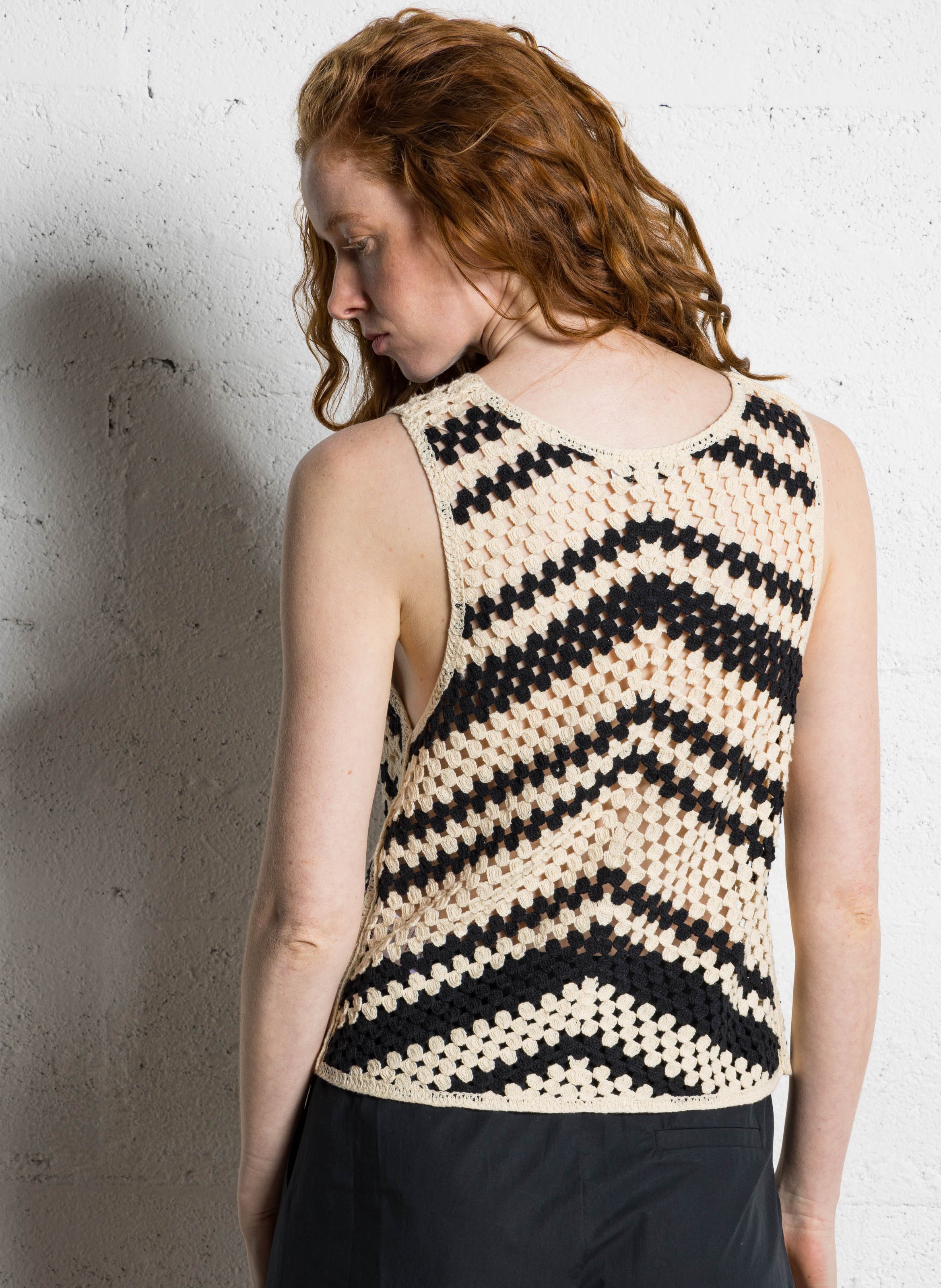 Top sans manches en crochet SUNCOO Blanc