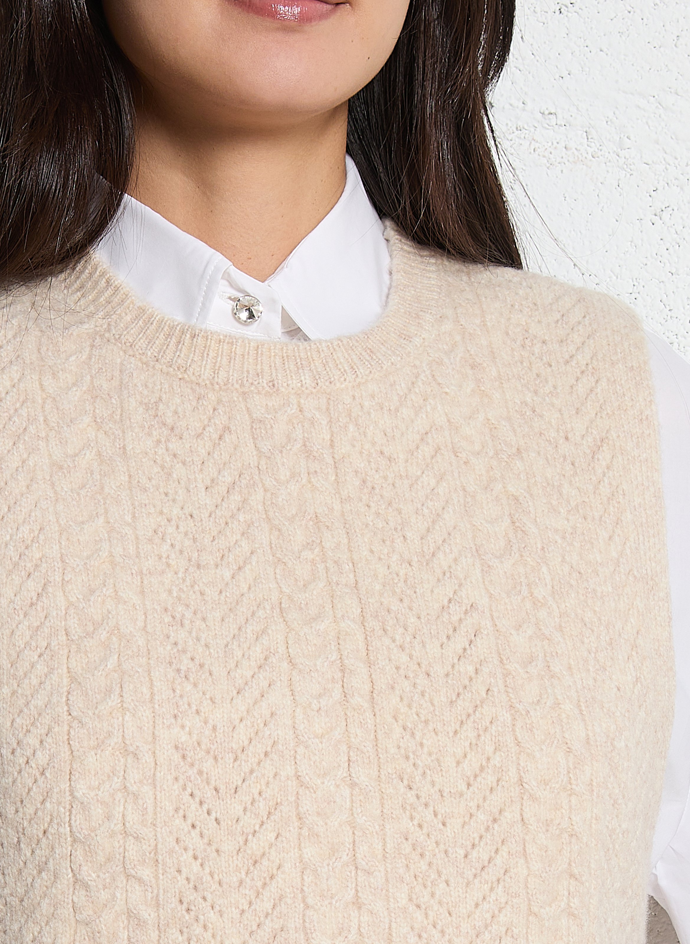 Pull droit col rond IKKS Beige