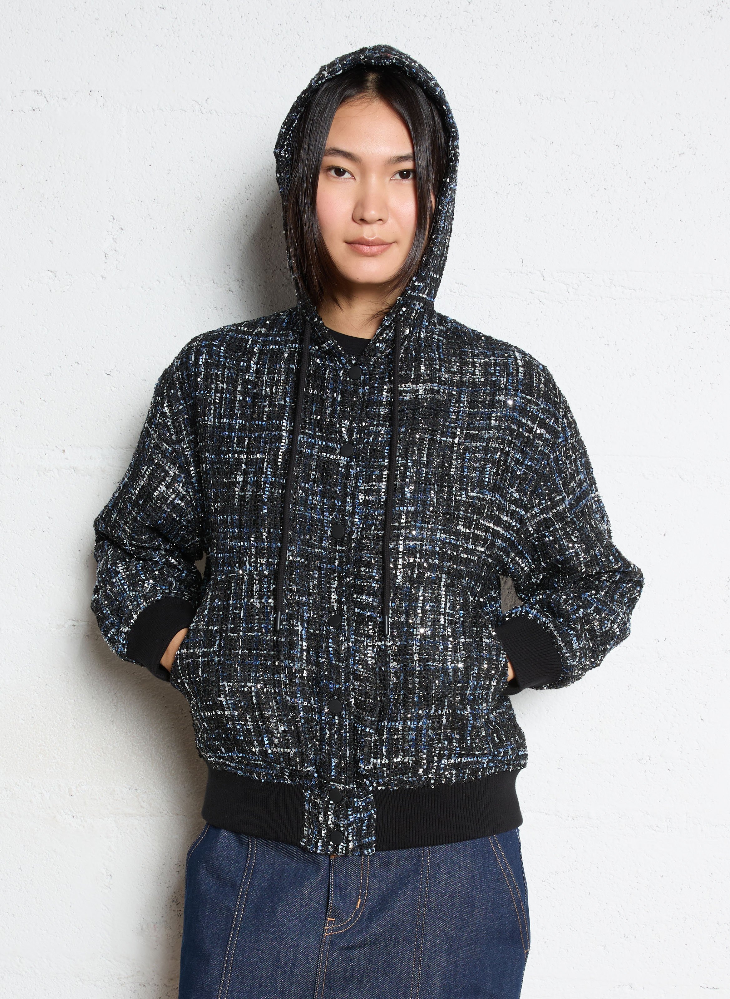 Round-neck tweed jacket BERENICE Blue