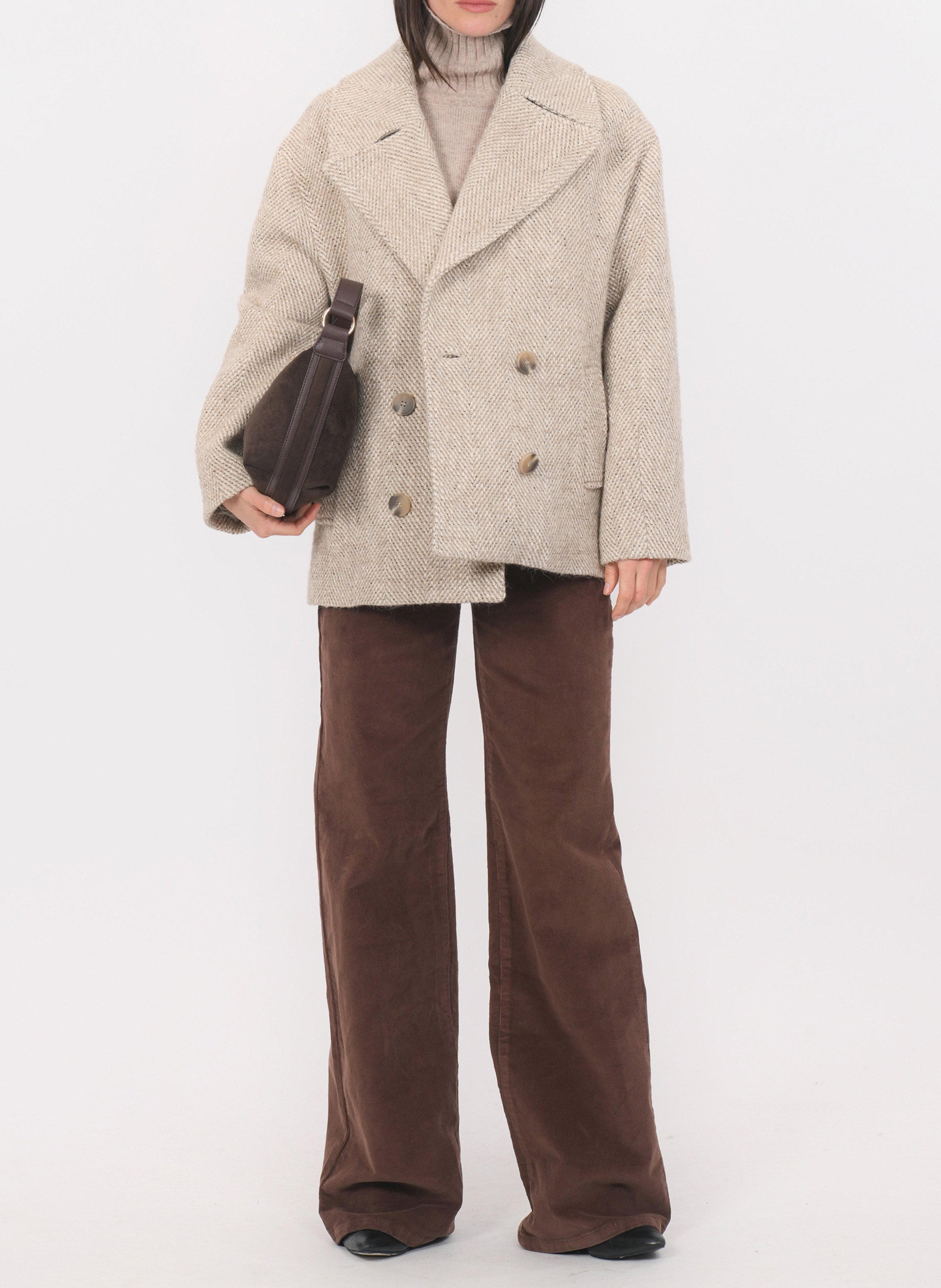 Cabas boutonné en maille chinée KOOKAI Beige