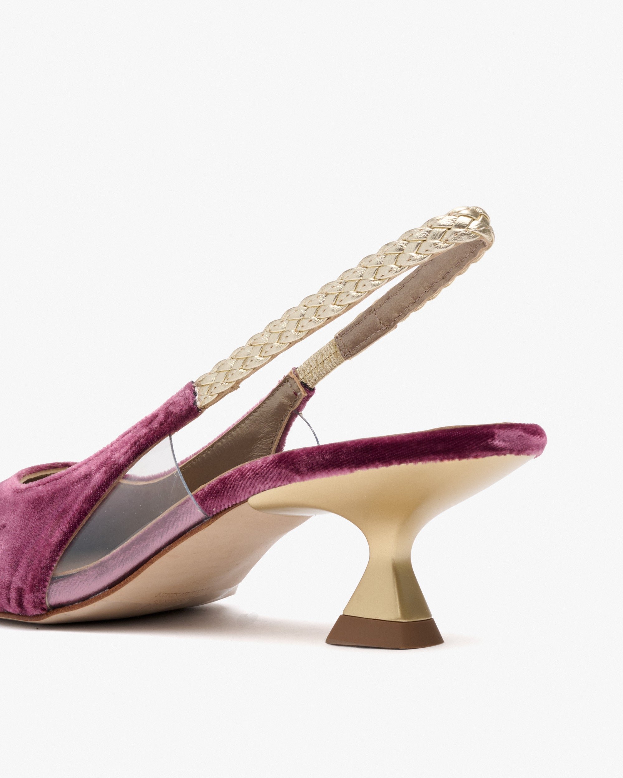 Burgundy velvet pumps with metallic leather trim PEDRO MIRALLES Red