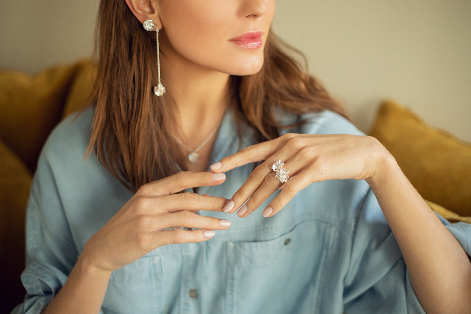 AGLAÉ - Fine gold-plated flower ring MONSIEUR SIMONE Silver