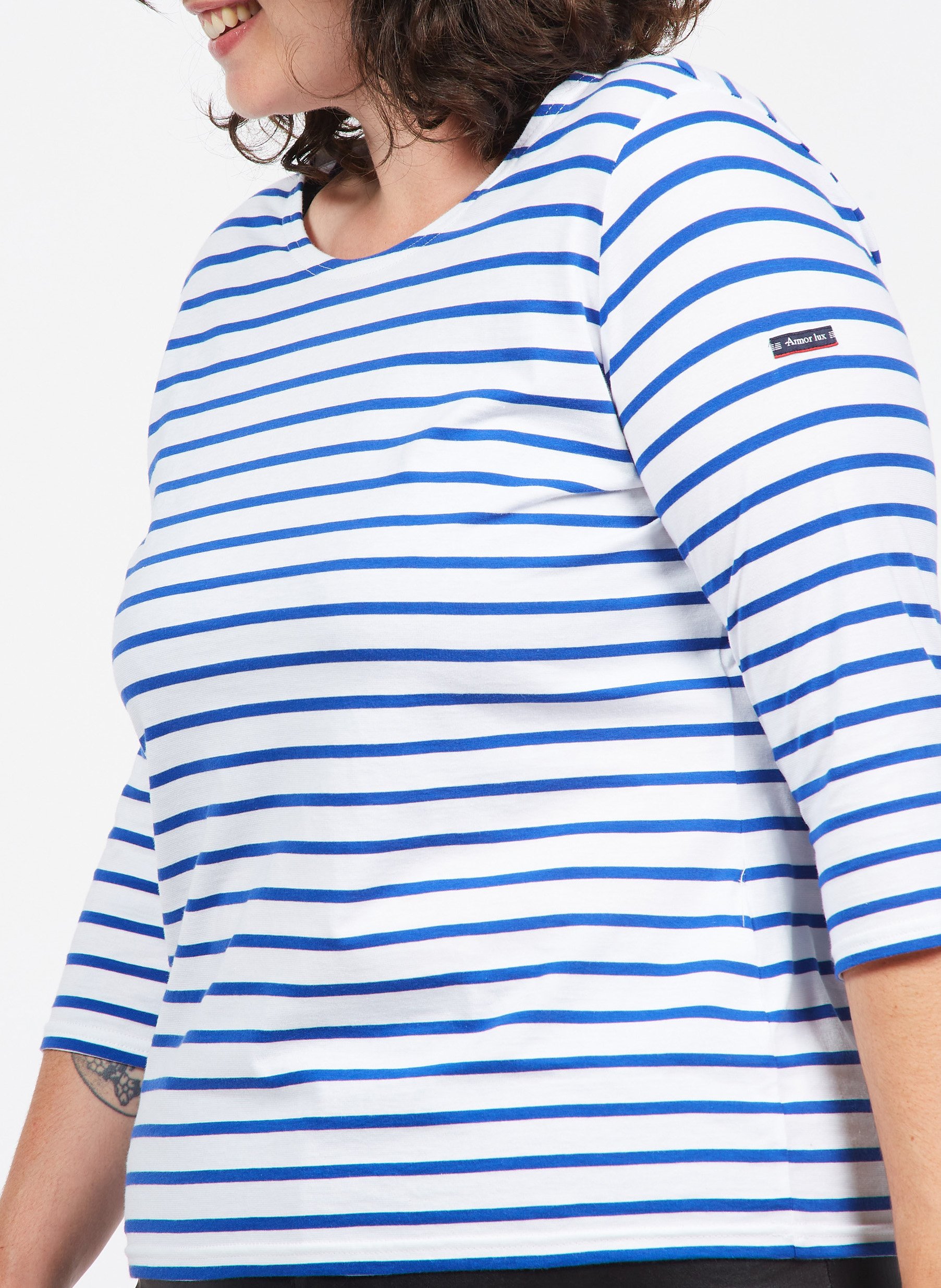 Round-neck light jersey Breton top ARMOR LUX White