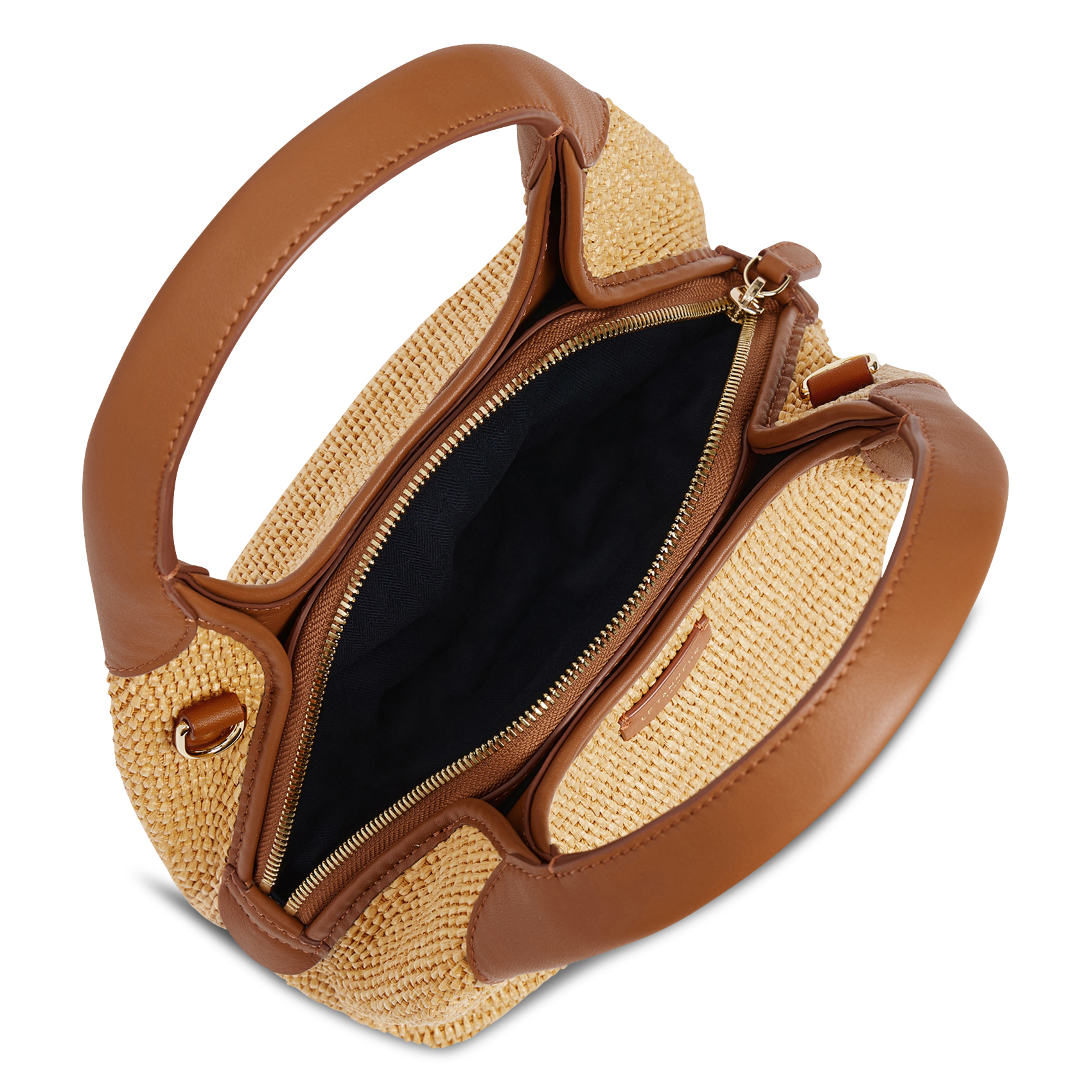 Handtas met raffia-effect in leer LE TANNEUR Beige