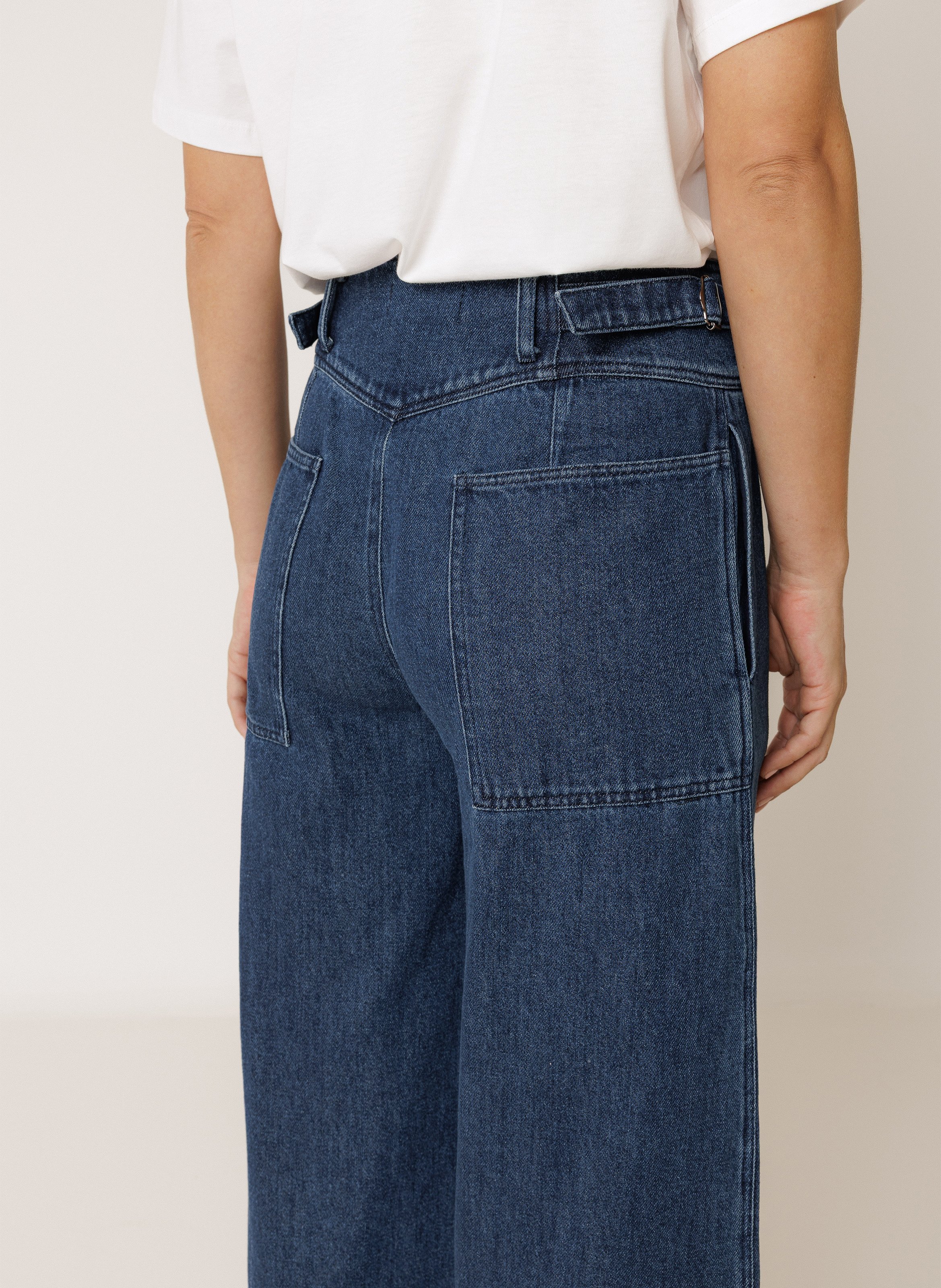 Wijde jeans met hoge taille | katoenblend INDI & COLD Blauw